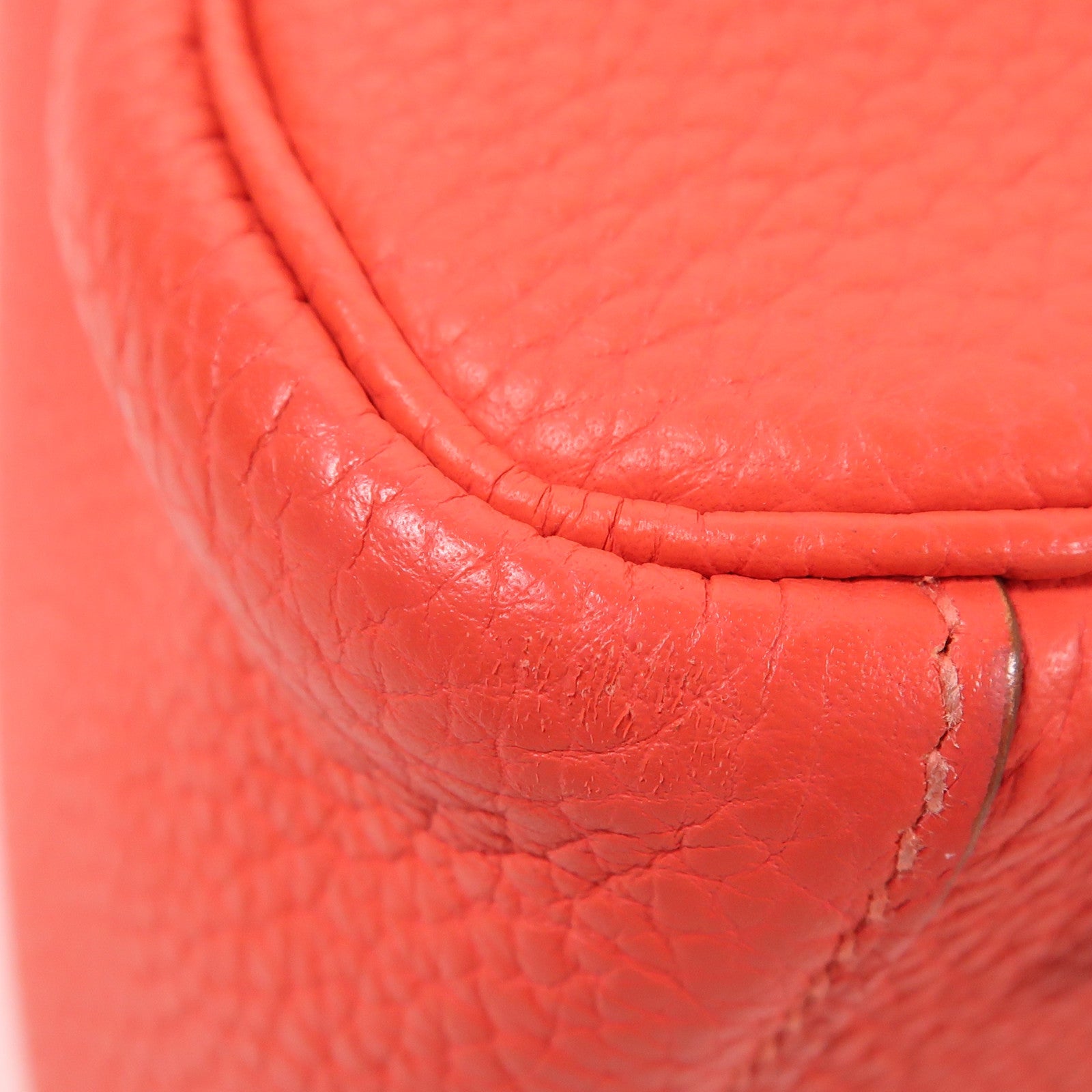 HERMES PHW Lindy 30 2 Way Shoulder Bag Handbag Clemence Leather Red