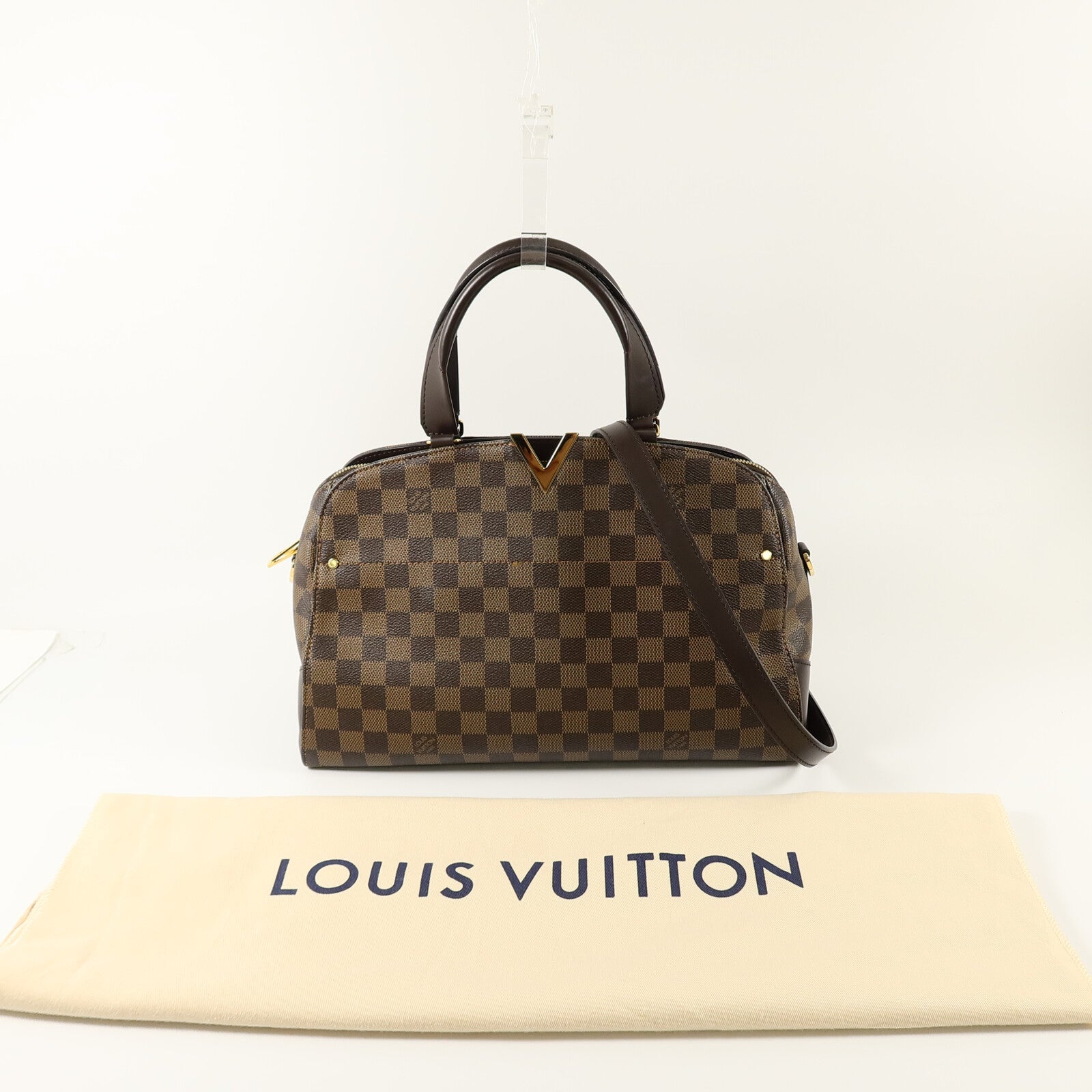 LOUIS VUITTON Damier Ebene Kensington Bowling手挽肩背兩用袋