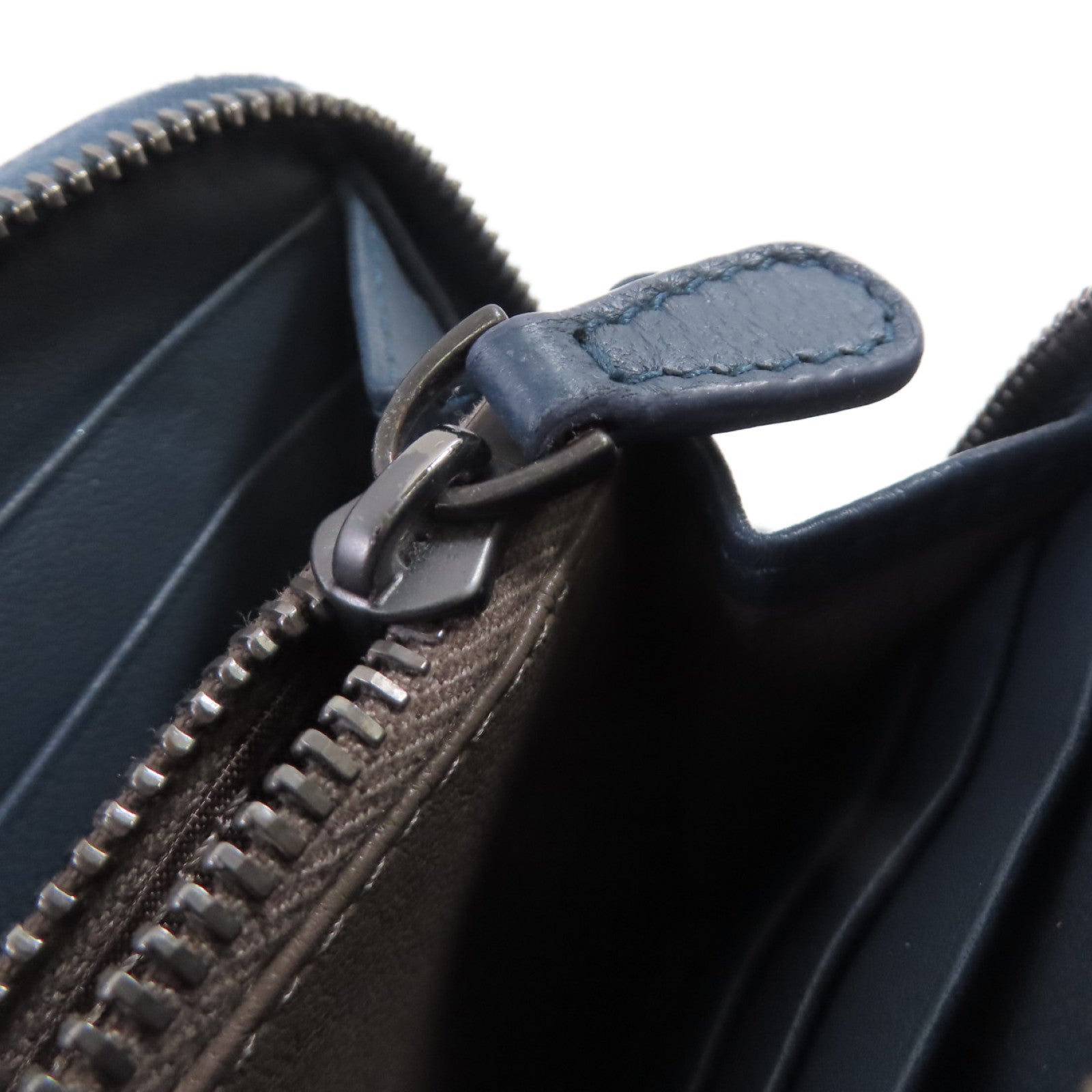 BOTTEGA VENETA 織紋皮革Zipper Long Wallet拉鏈長錢包藍色