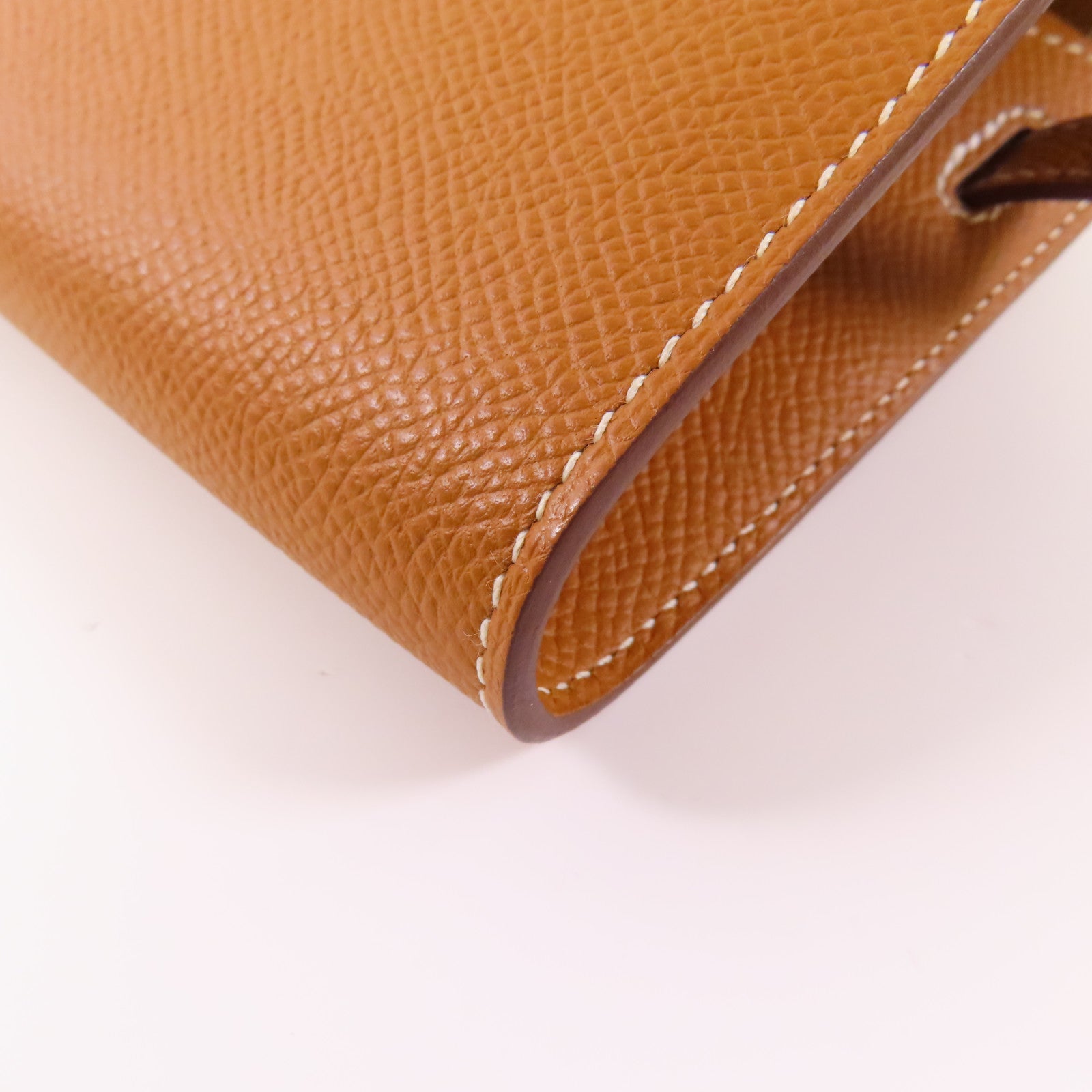 HERMES Epsom皮革Kelly To Go銀扣肩背袋37 Gold