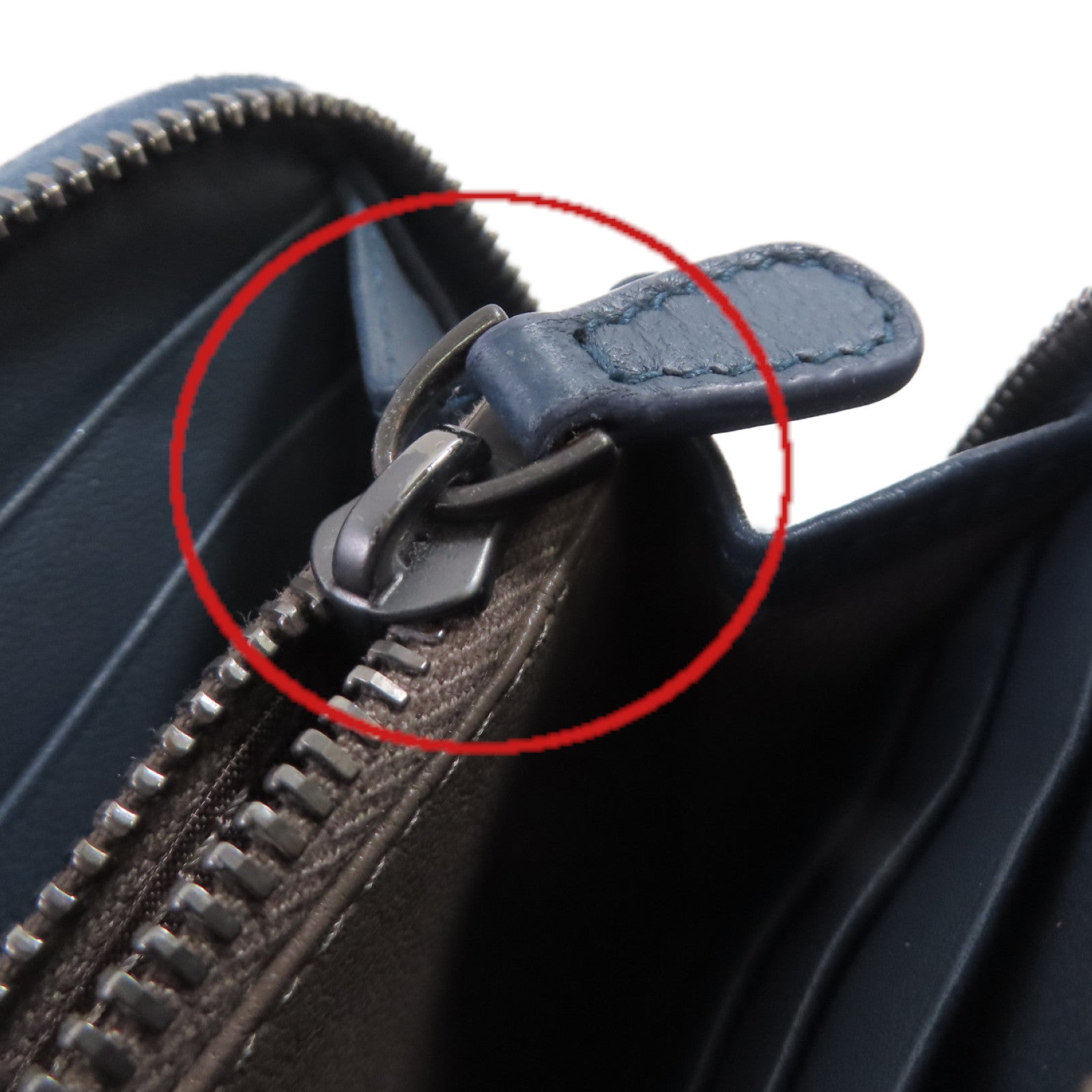 BOTTEGA VENETA 織紋皮革Zipper Long Wallet拉鏈長錢包藍色