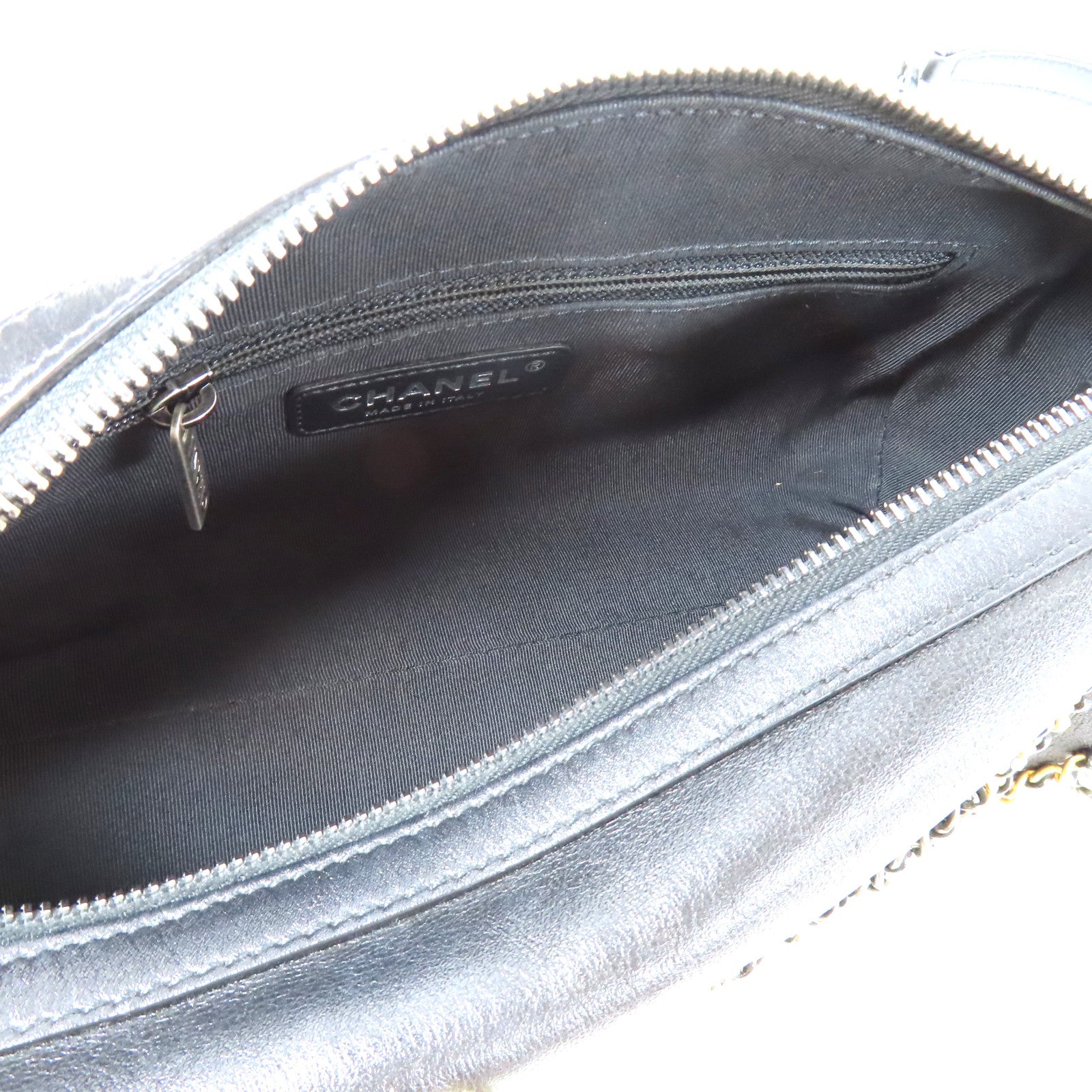 CHANEL 【激減優惠】牛皮皮革Bowling Bag銀扣鏈帶肩背袋黑色