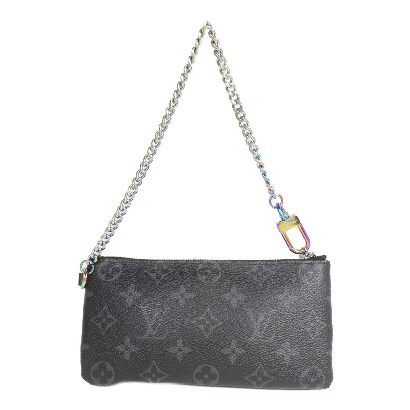 LOUIS VUITTON Monogram Eclipse Fragment iPhone Case Pouch銀扣手挽袋