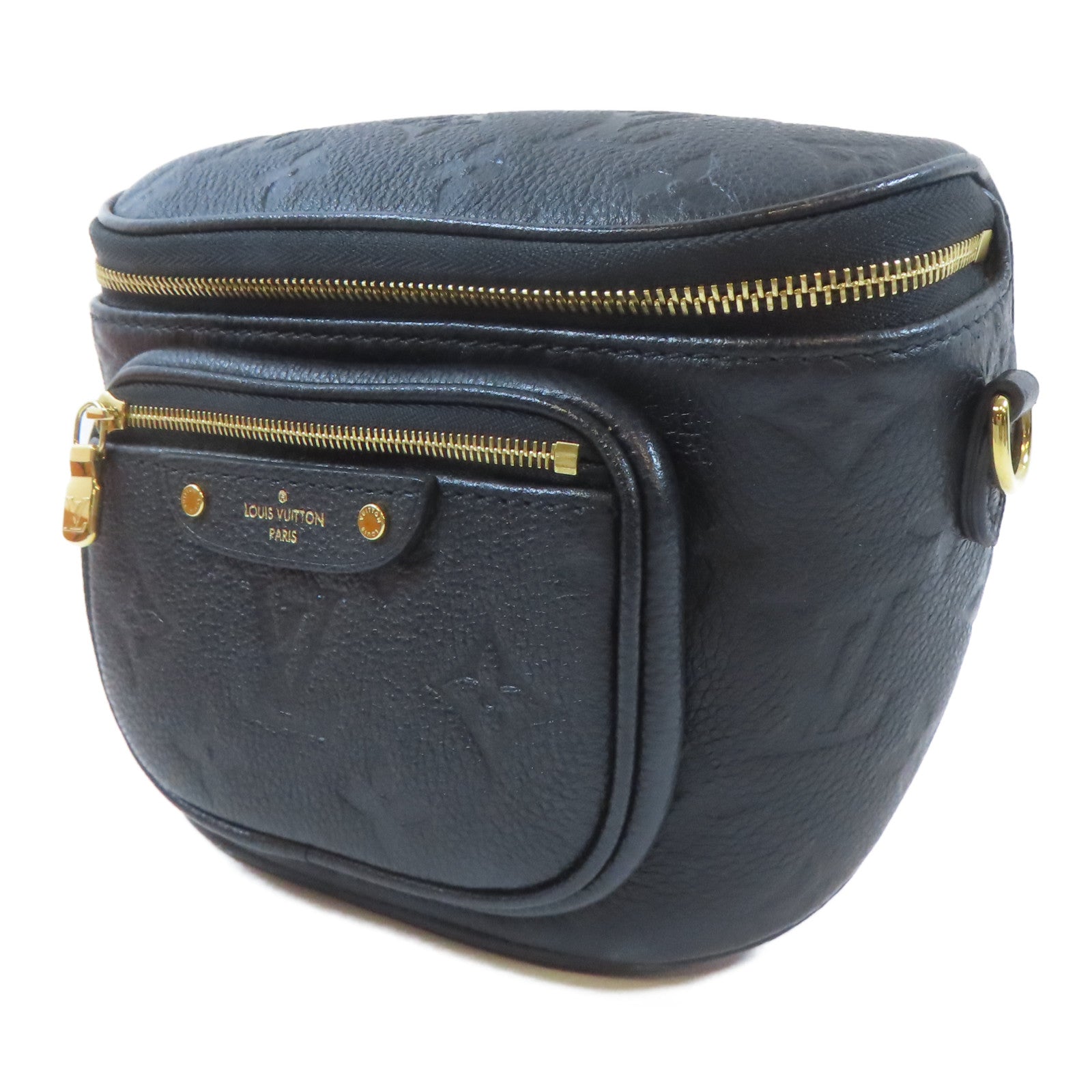 LOUIS VUITTON Monogram Empreinte Mini Bumbag金扣手挽肩背兩用袋黑色