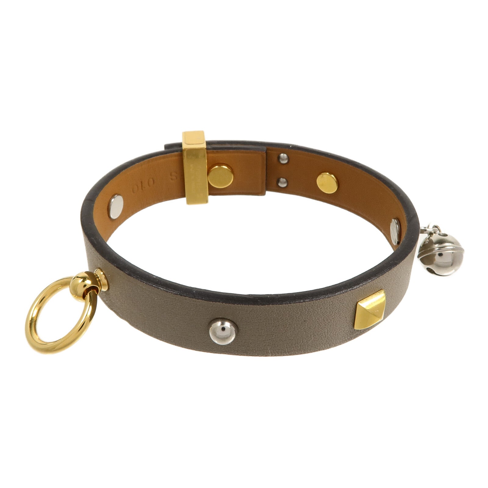HERMES 金屬/Swift皮革Mini Dog Mix Bracelet手鐲Grey