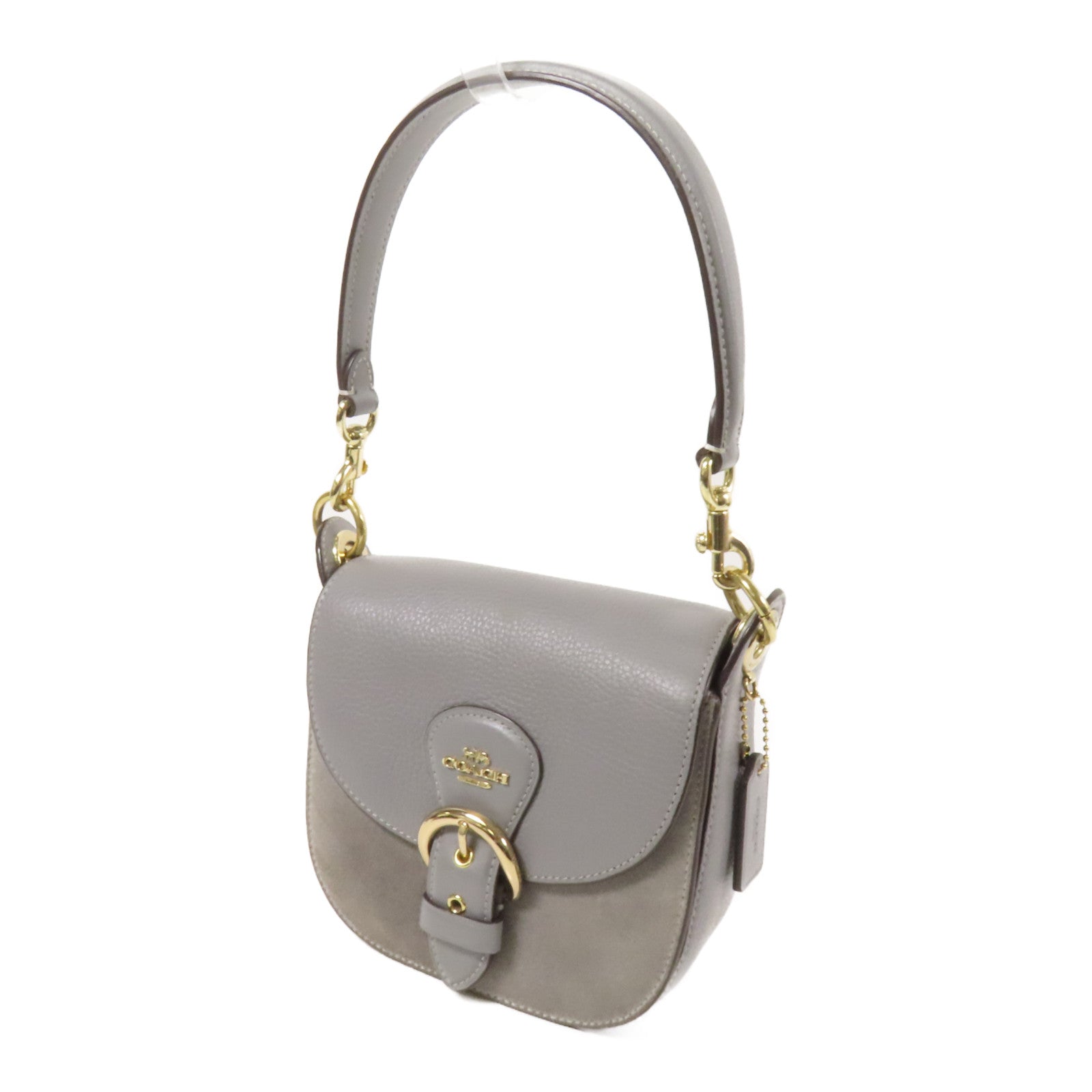 COACH 牛皮皮革/ 麂皮皮革Shoulder Bag金扣手挽肩背兩用袋