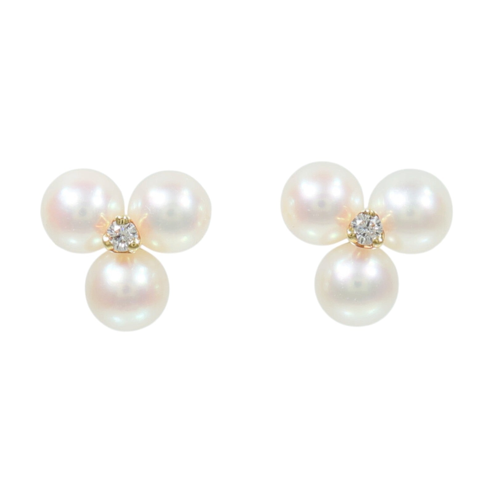 MIKIMOTO 18K黃金Pearl Diamond Earrings珍珠/鑽石耳環