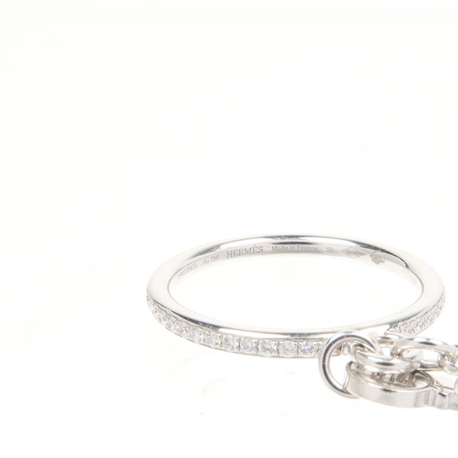 HERMES 18K白金Kelly Clochette Ring戒指Hermes#50/US#5.25