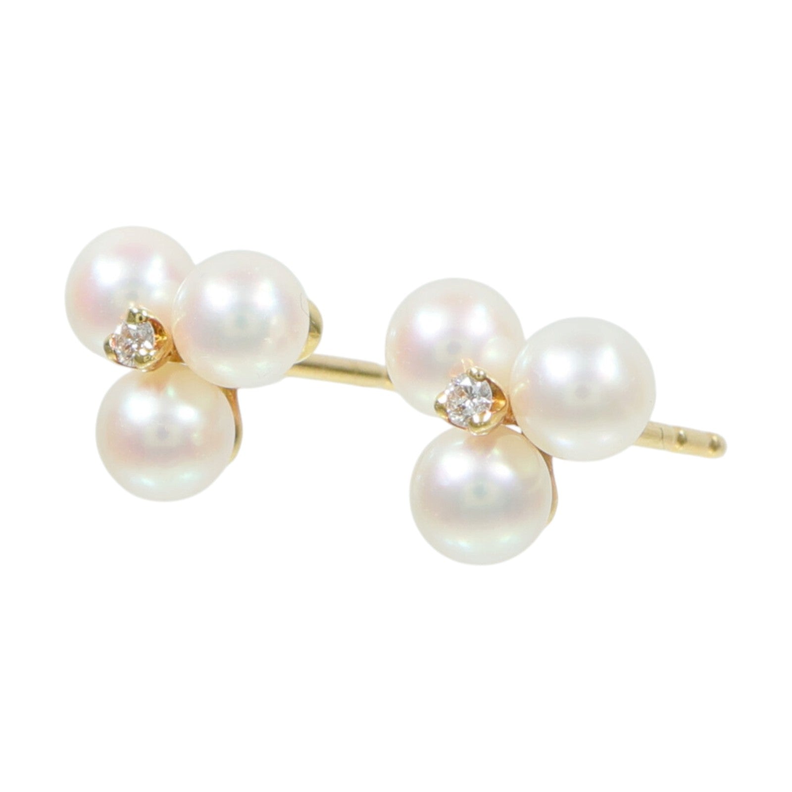 MIKIMOTO 18K黃金Pearl Diamond Earrings珍珠/鑽石耳環