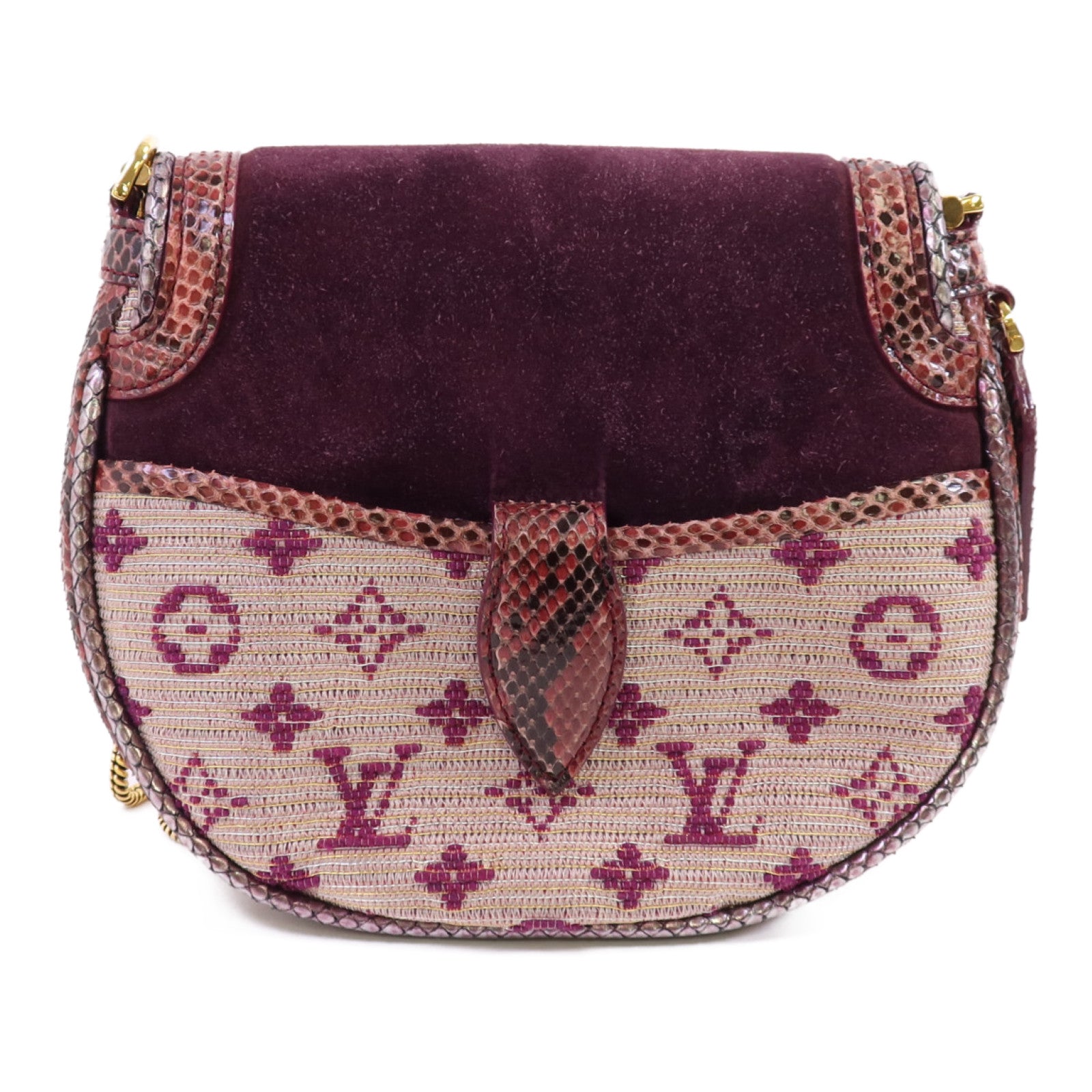 LOUIS VUITTON Monogram Empire/蛇皮皮革Levant金扣鏈帶肩背袋