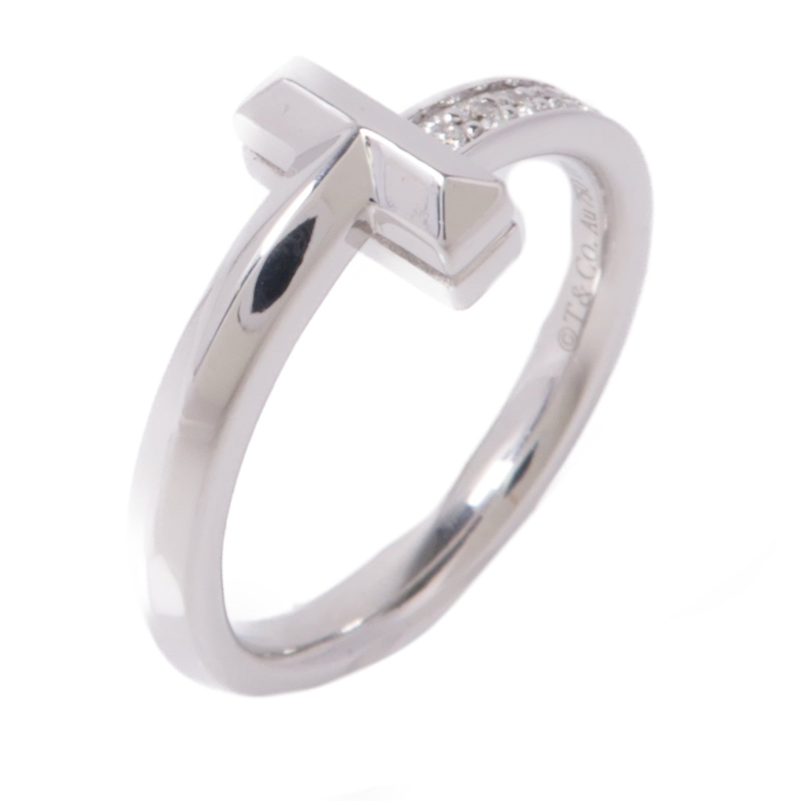 TIFFANY＆CO 18K白金T1 Ring鑽石戒指US#5