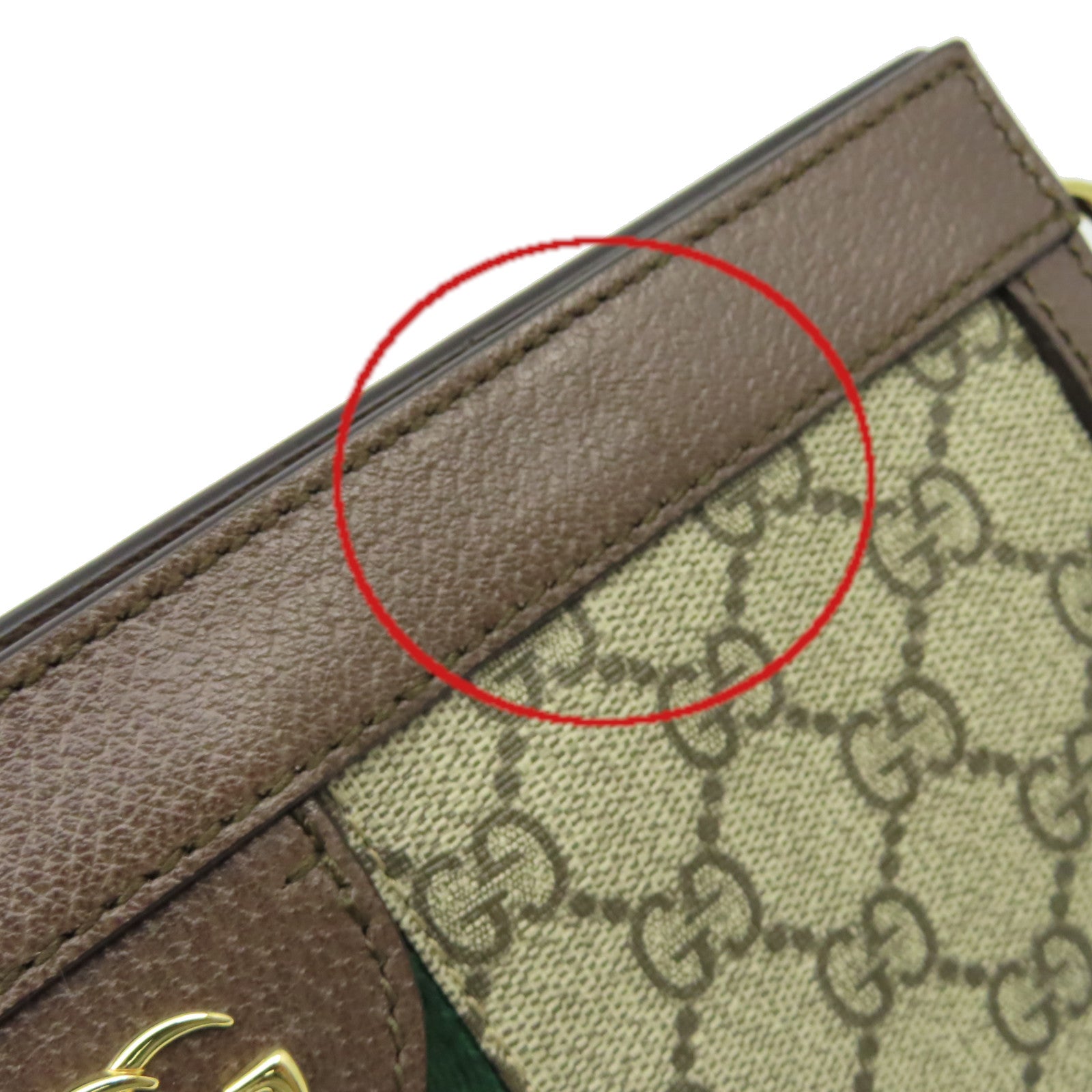 GUCCI 塗層帆布Ophidia GG鏈帶肩背袋啡色