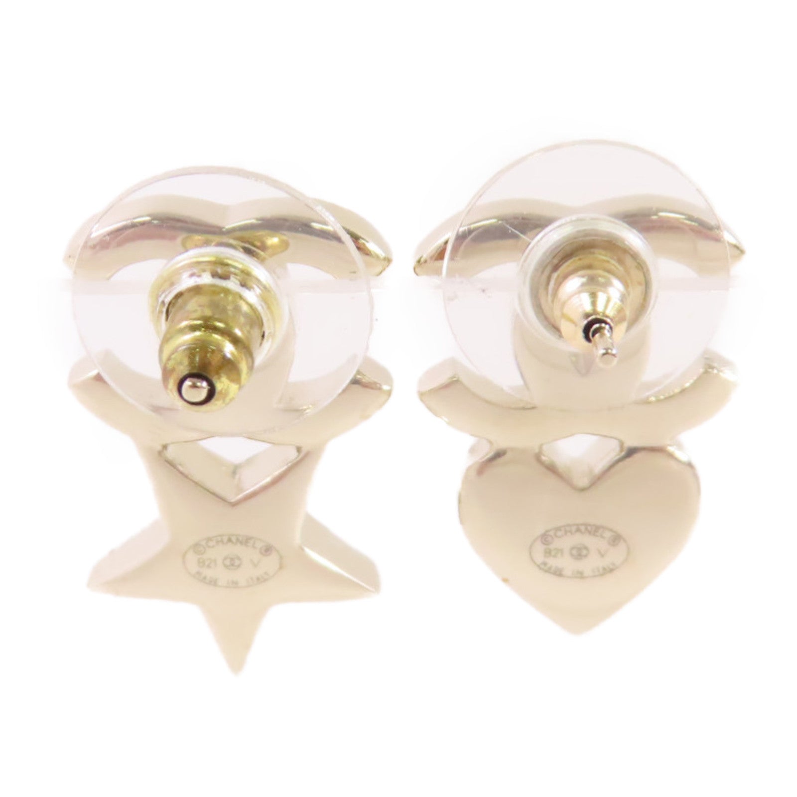 CHANEL 金屬/水鑽/仿珍珠CC Earrings金扣耳環