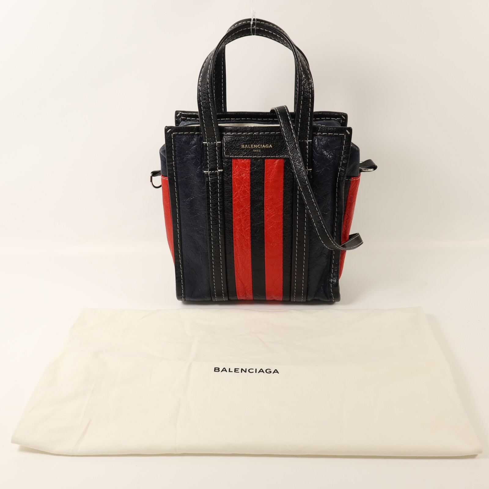 BALENCIAGA 牛皮皮革Bazar Bag銀扣手挽肩背兩用袋