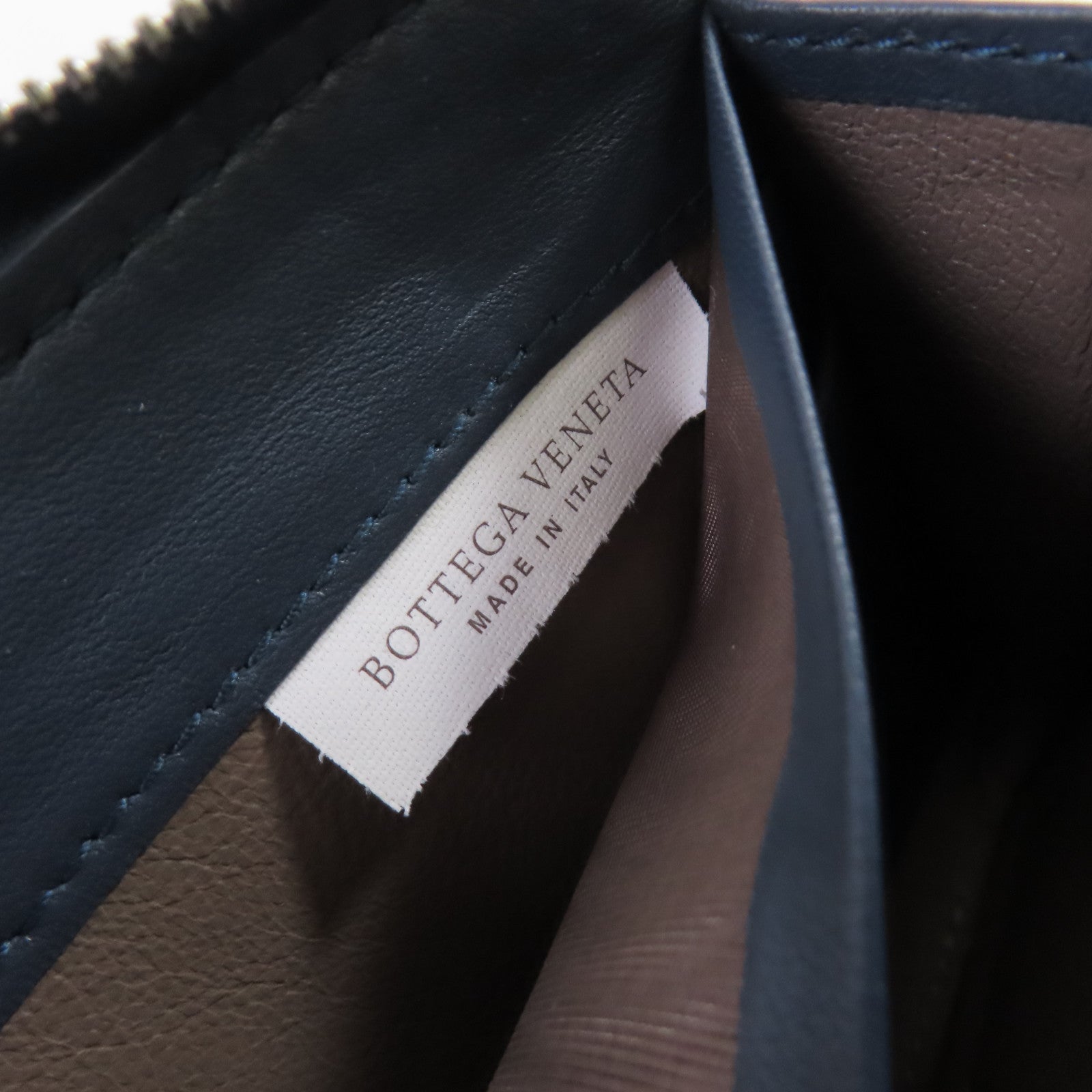 BOTTEGA VENETA 織紋皮革Zipper Long Wallet拉鏈長錢包藍色