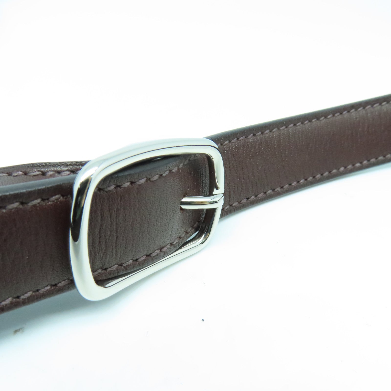 HERMES Evergrain皮革Trim Duo 24银扣手挽袋啡色