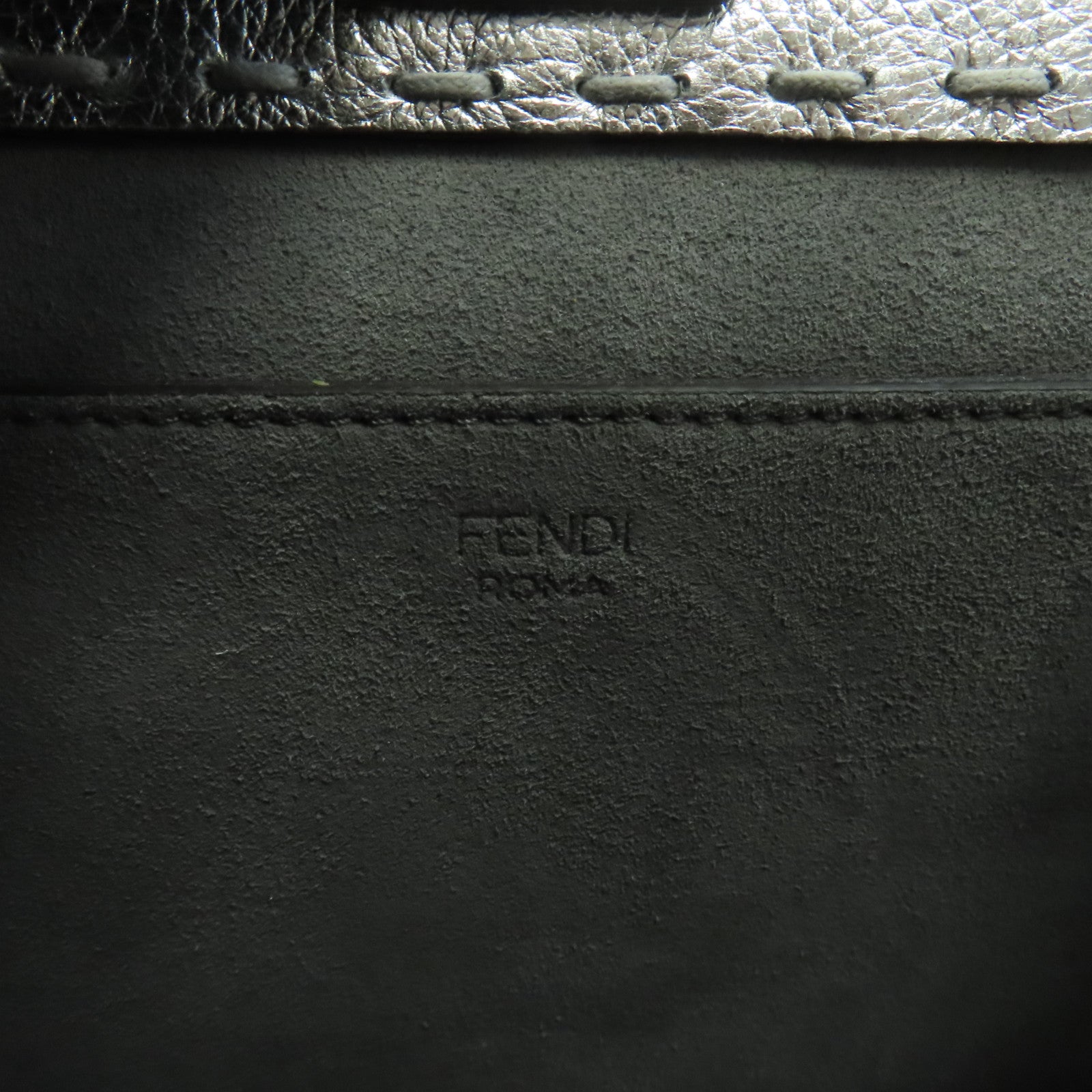 FENDI 牛皮皮革SunShine Small銀扣手挽肩背兩用袋銀色