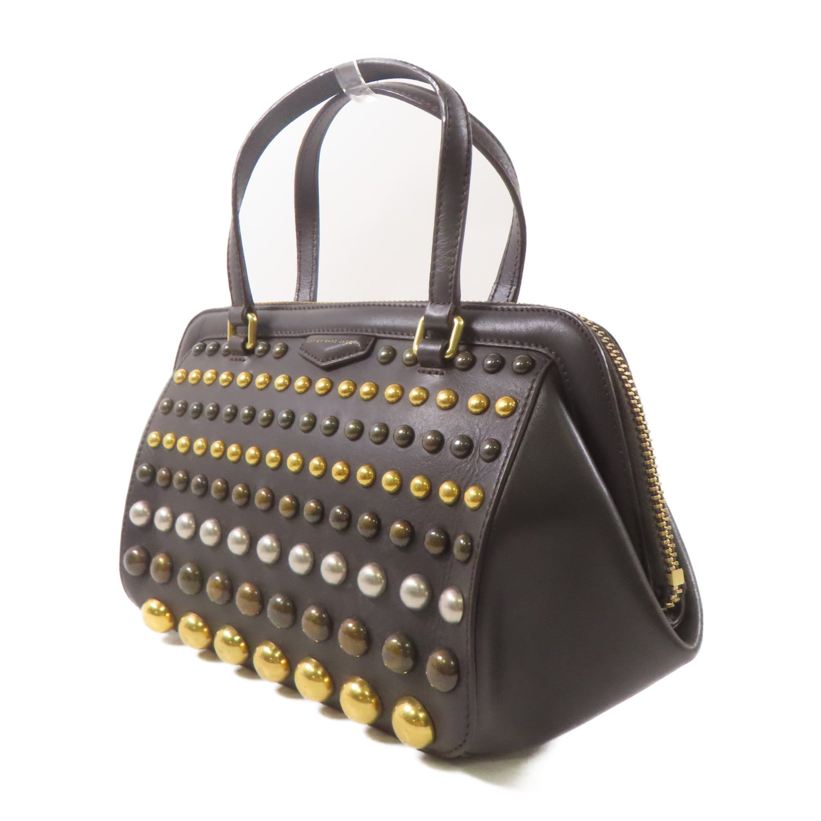 MARC BY MARC JACOBS 牛皮皮革2 Way Shoulder Bag金扣手挽肩背兩用袋啡色