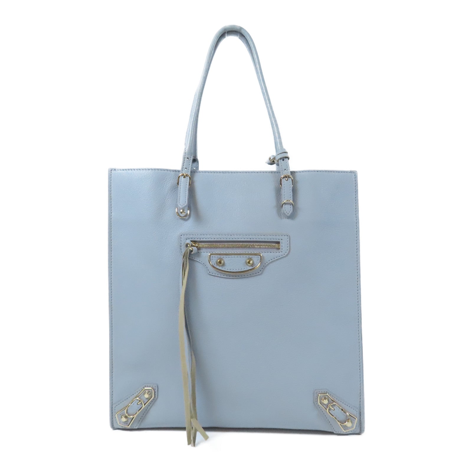 BALENCIAGA 牛皮皮革Tote Bag金扣手挽袋灰色