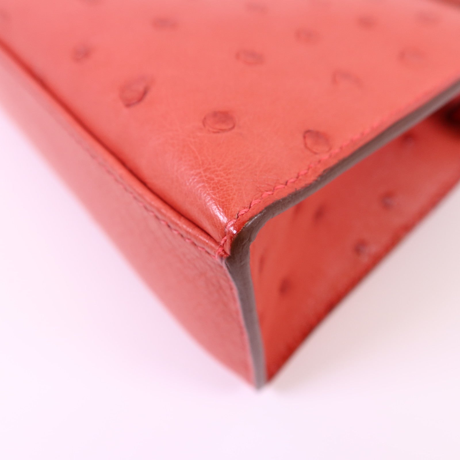 HERMES 鴕鳥皮革Kelly Pochette銀扣手挽袋