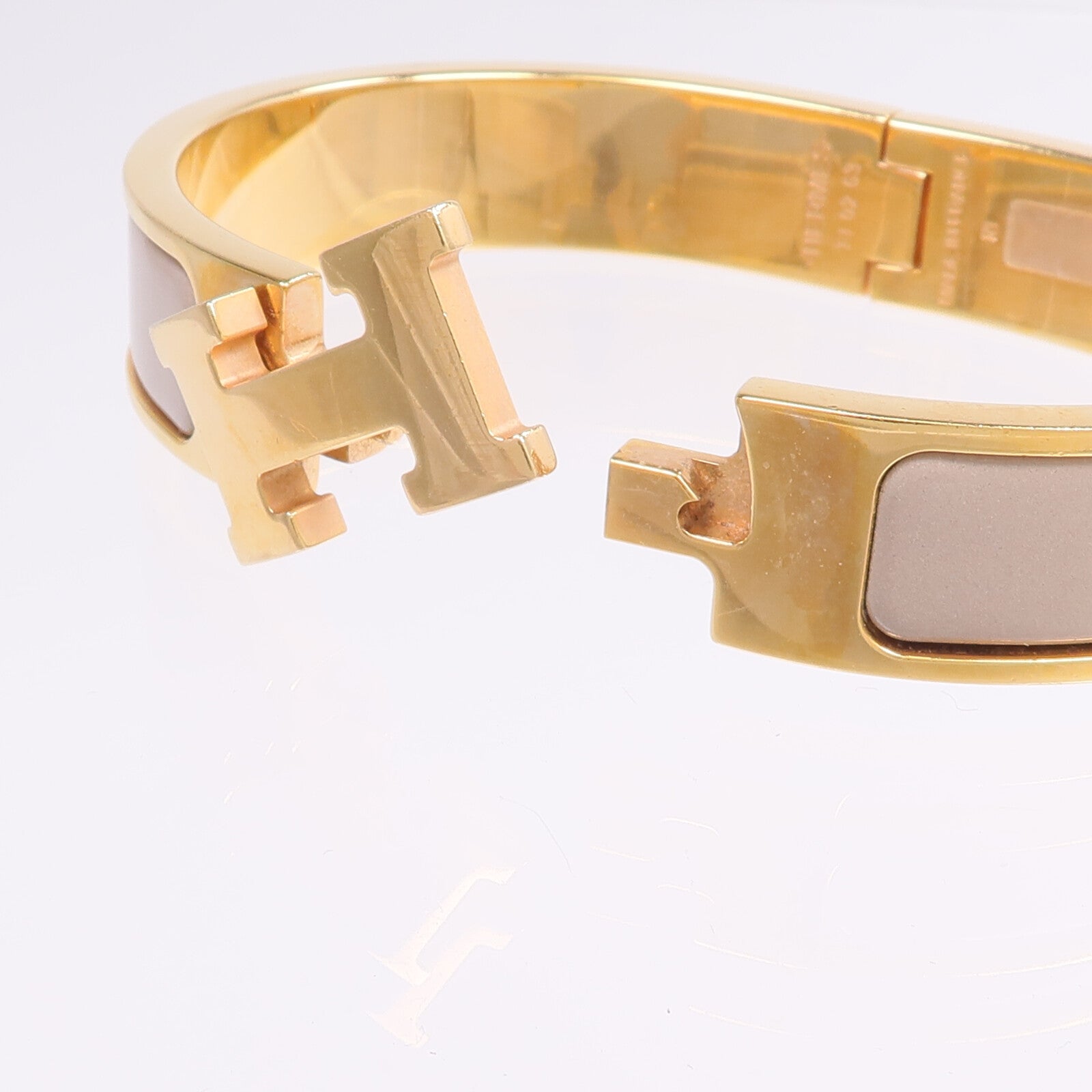 HERMES 金屬/琺瑯Clic H手鐲Marron Glace