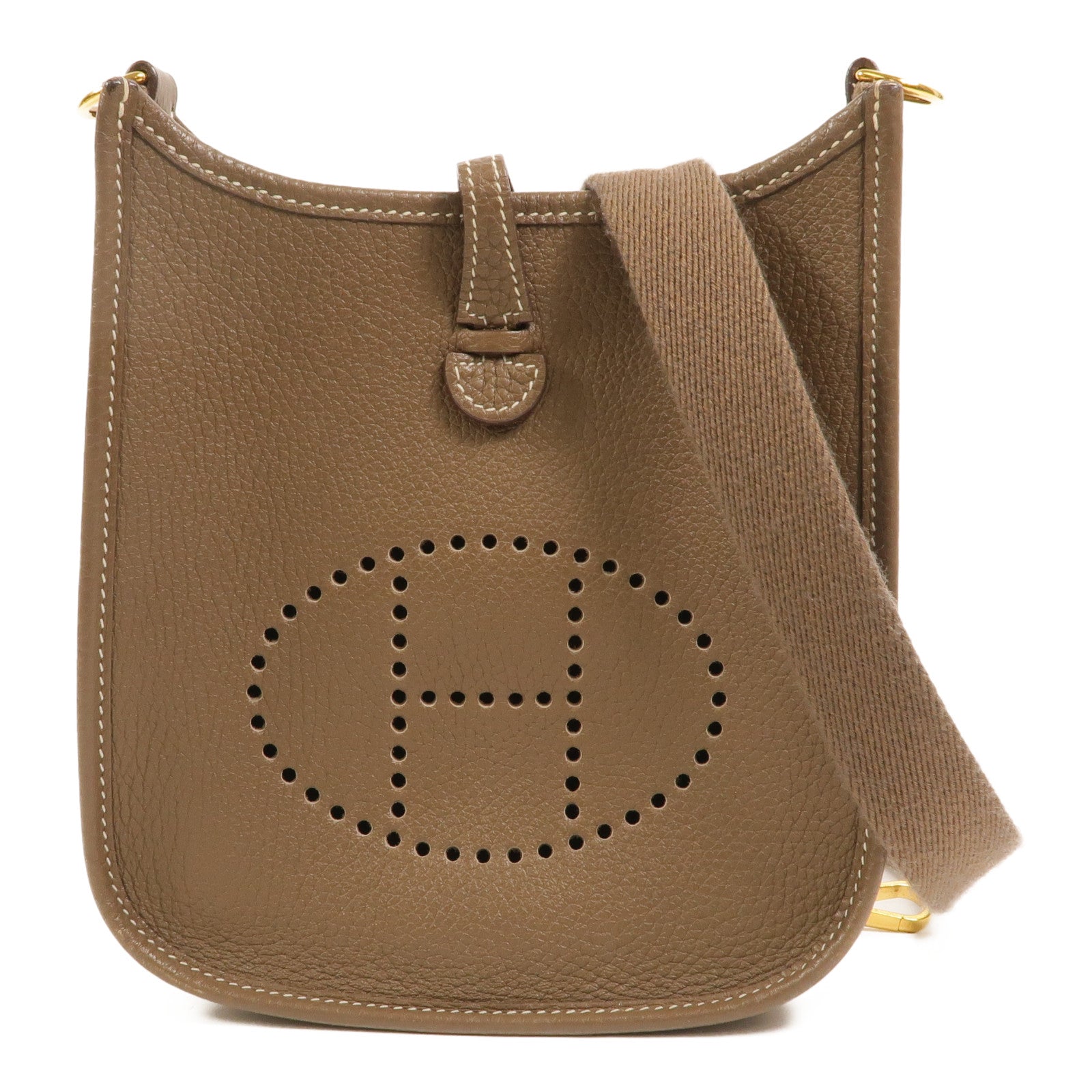HERMES Clemence皮革Evelyne TPM肩背袋Etoupe