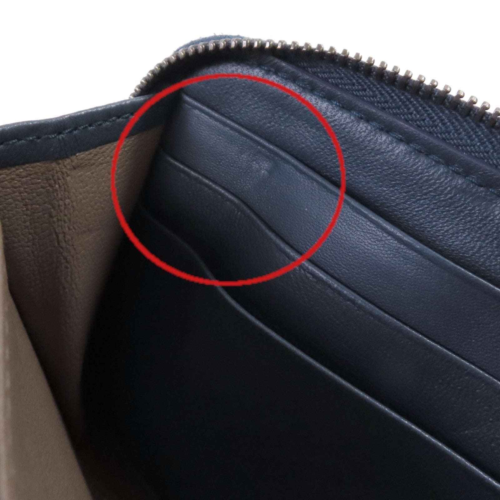 BOTTEGA VENETA 織紋皮革Zipper Long Wallet拉鏈長錢包藍色
