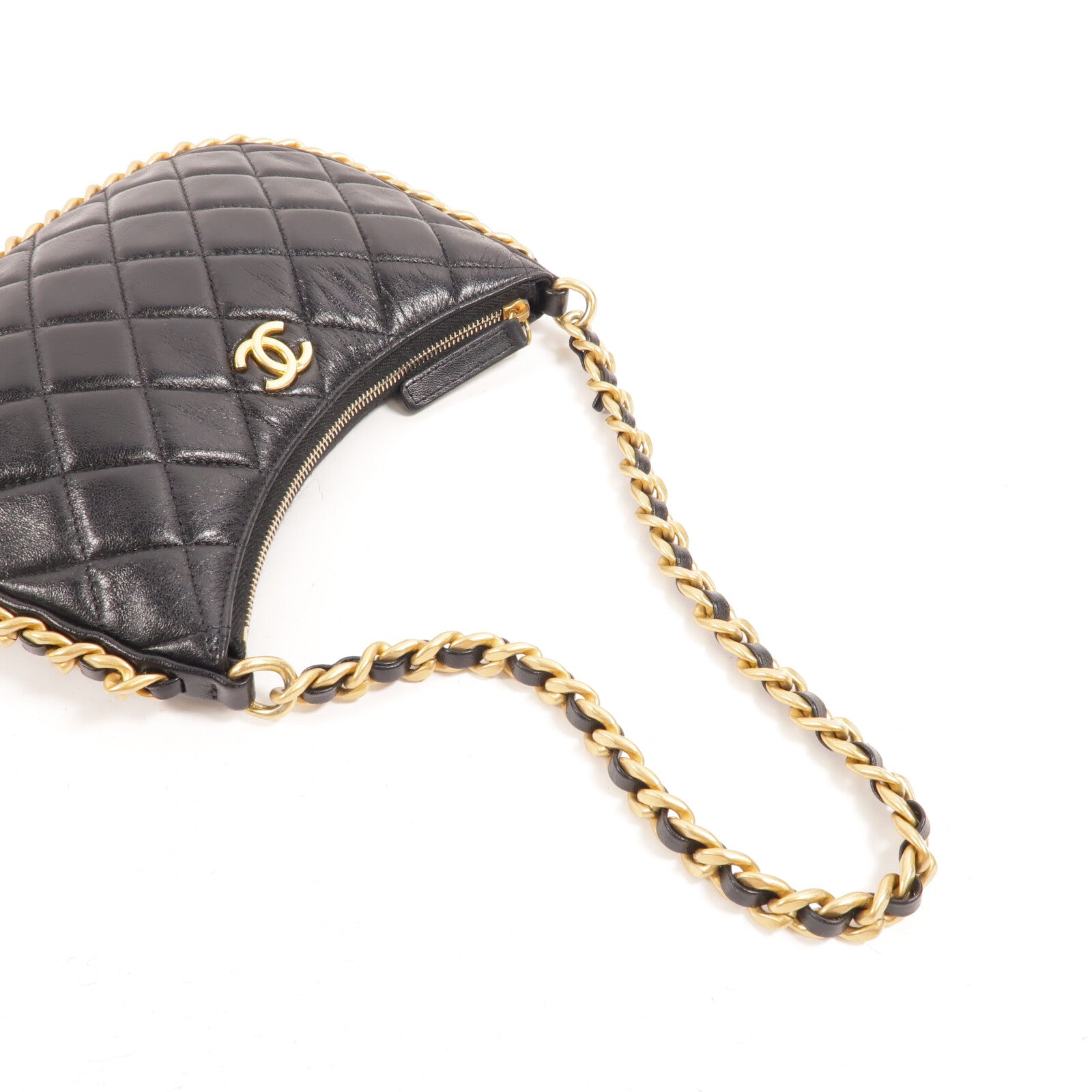 CHANEL 牛皮皮革Hobo Bag鏈帶手挽袋