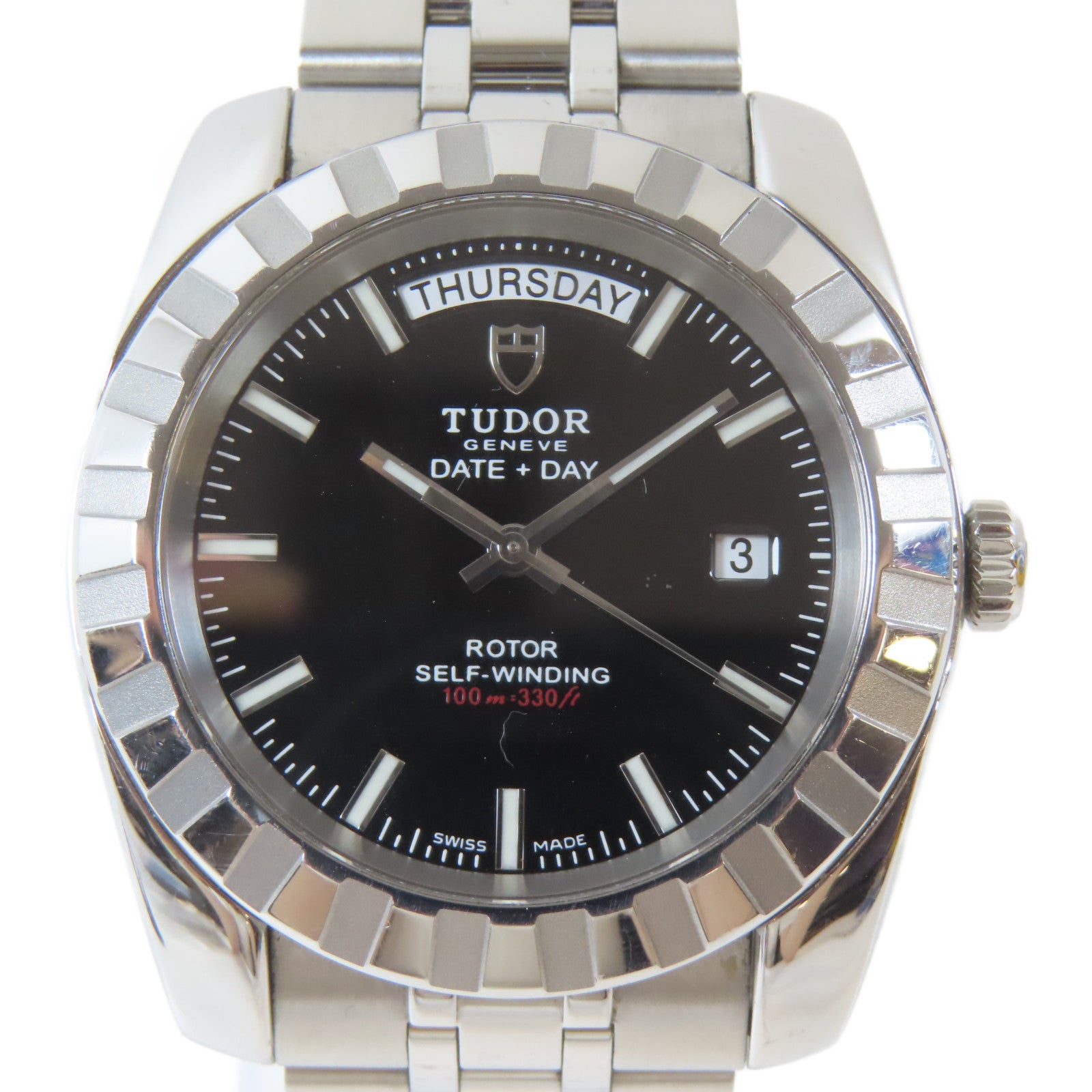 TUDOR Dateday不鏽鋼手錶自動機芯黑色#17.5cm