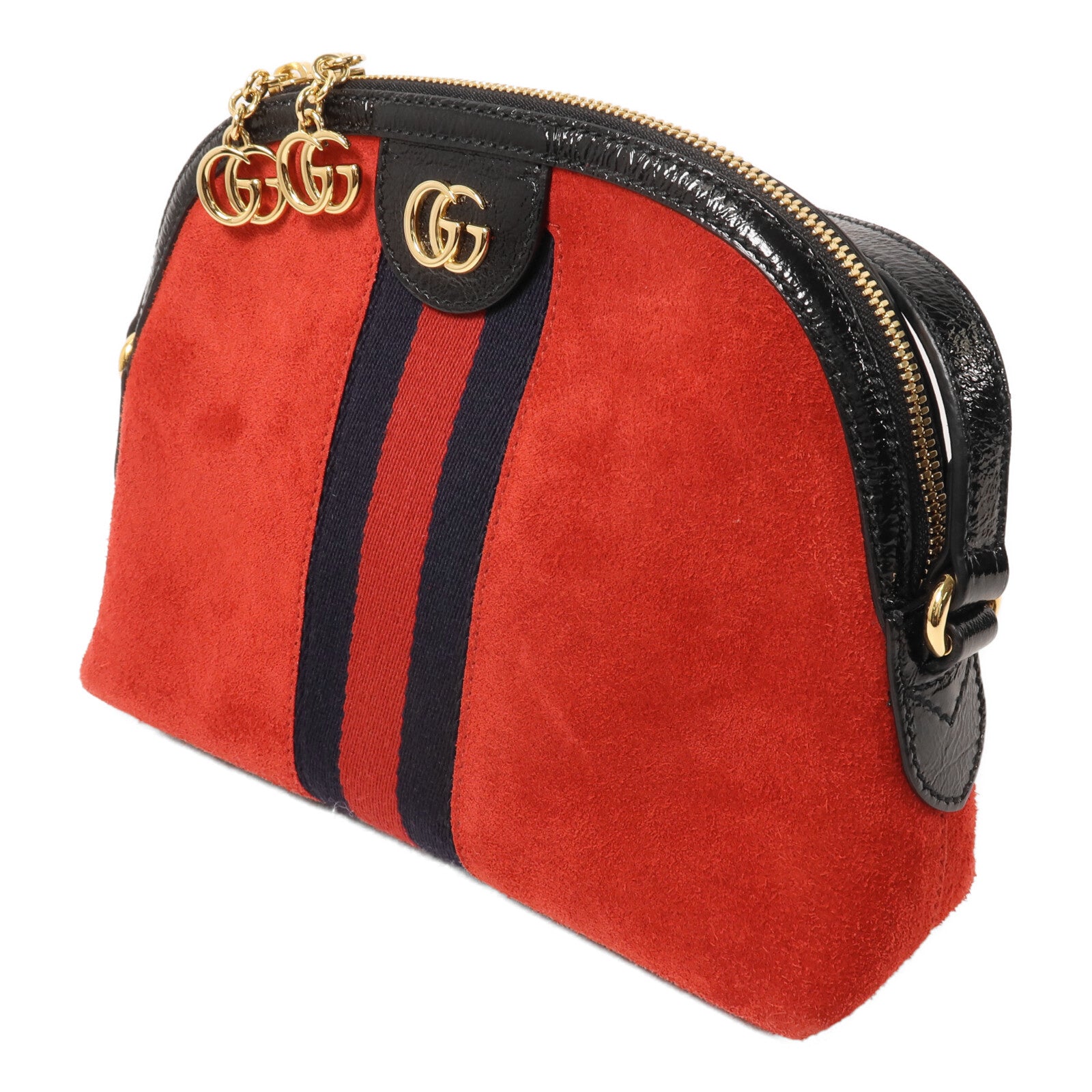 GUCCI 麂皮皮革/漆皮皮革Ophidia GG肩背袋