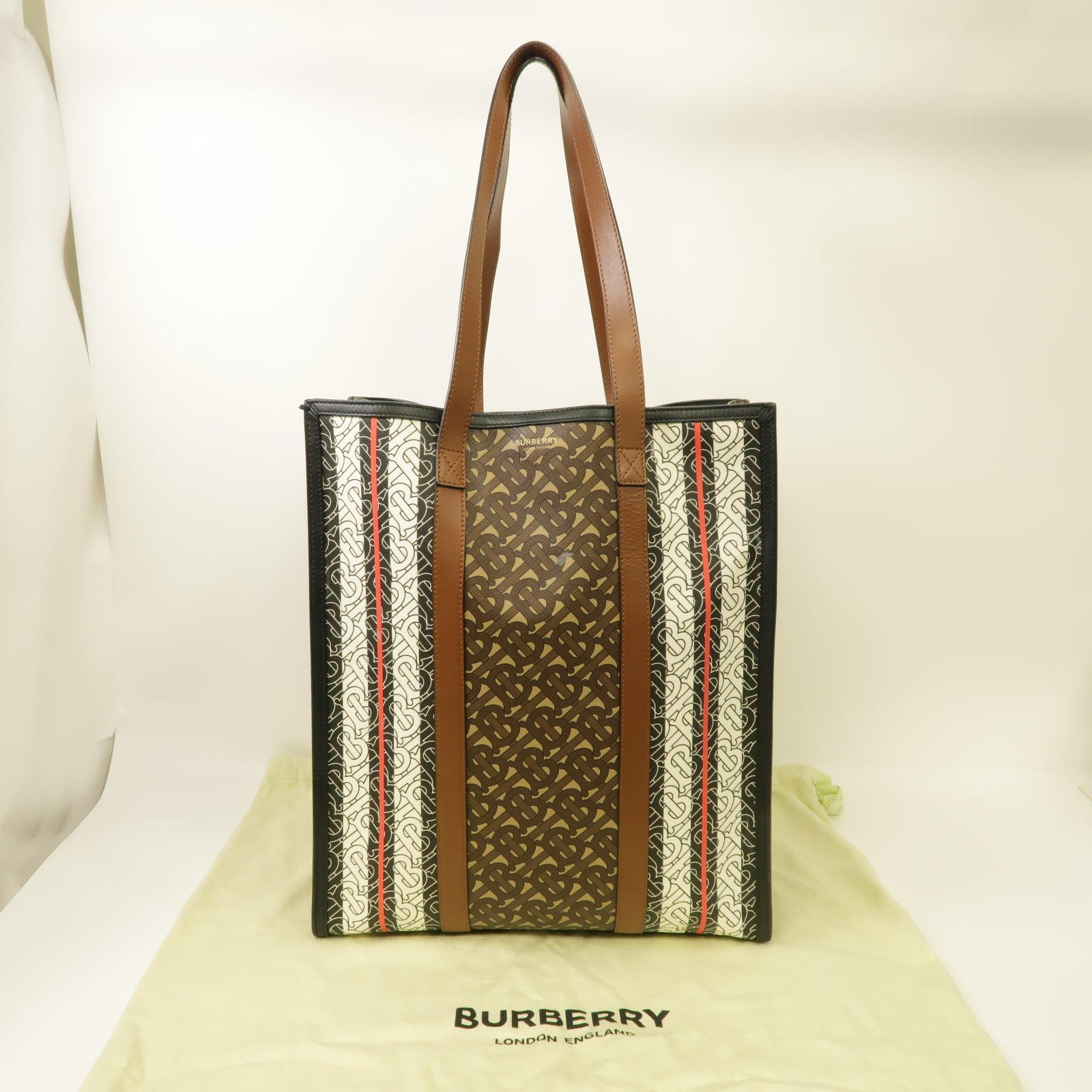 BURBERRY 塗層帆布Tote Bag金扣手挽袋棕色/白色/黑色