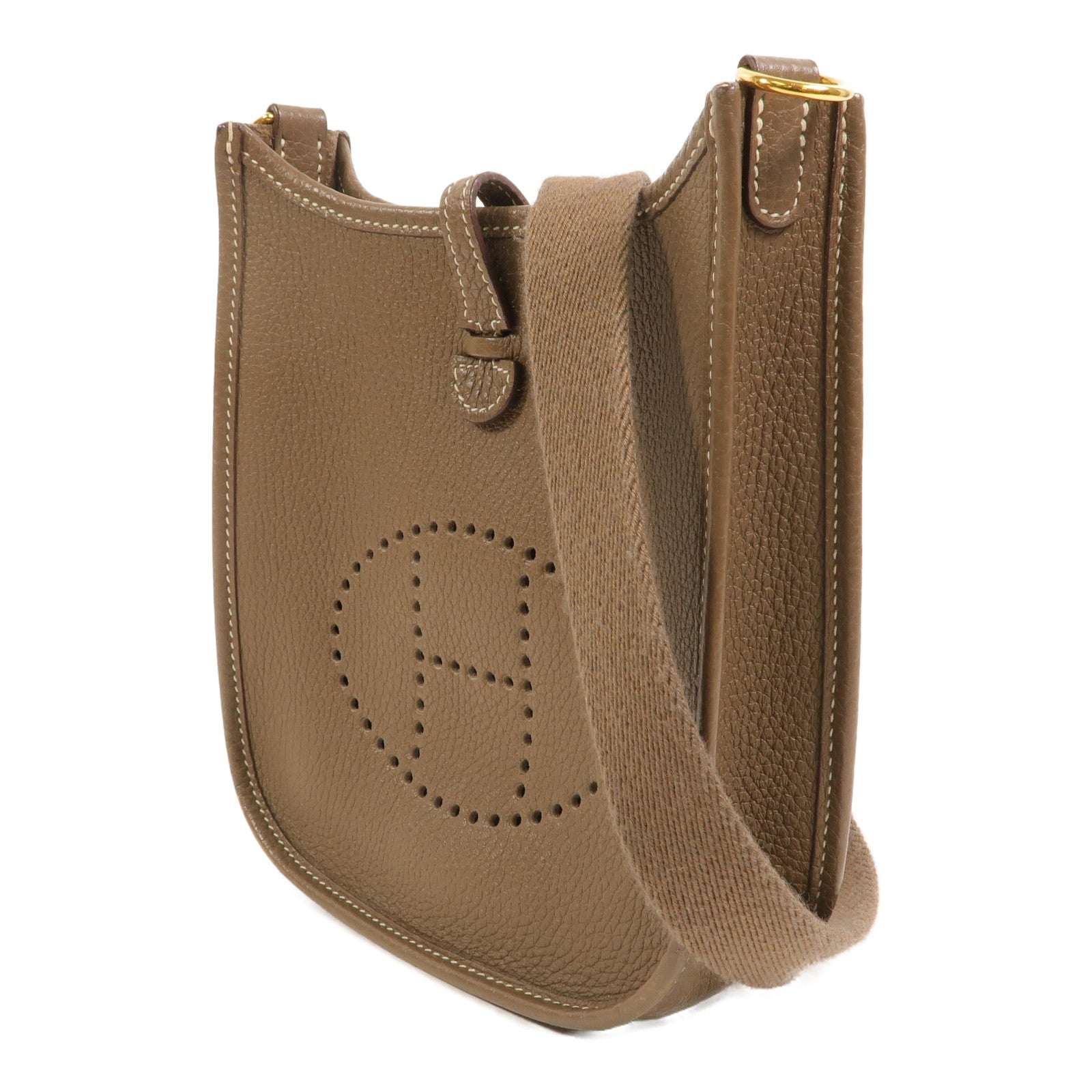 HERMES Clemence皮革Evelyne TPM肩背袋Etoupe