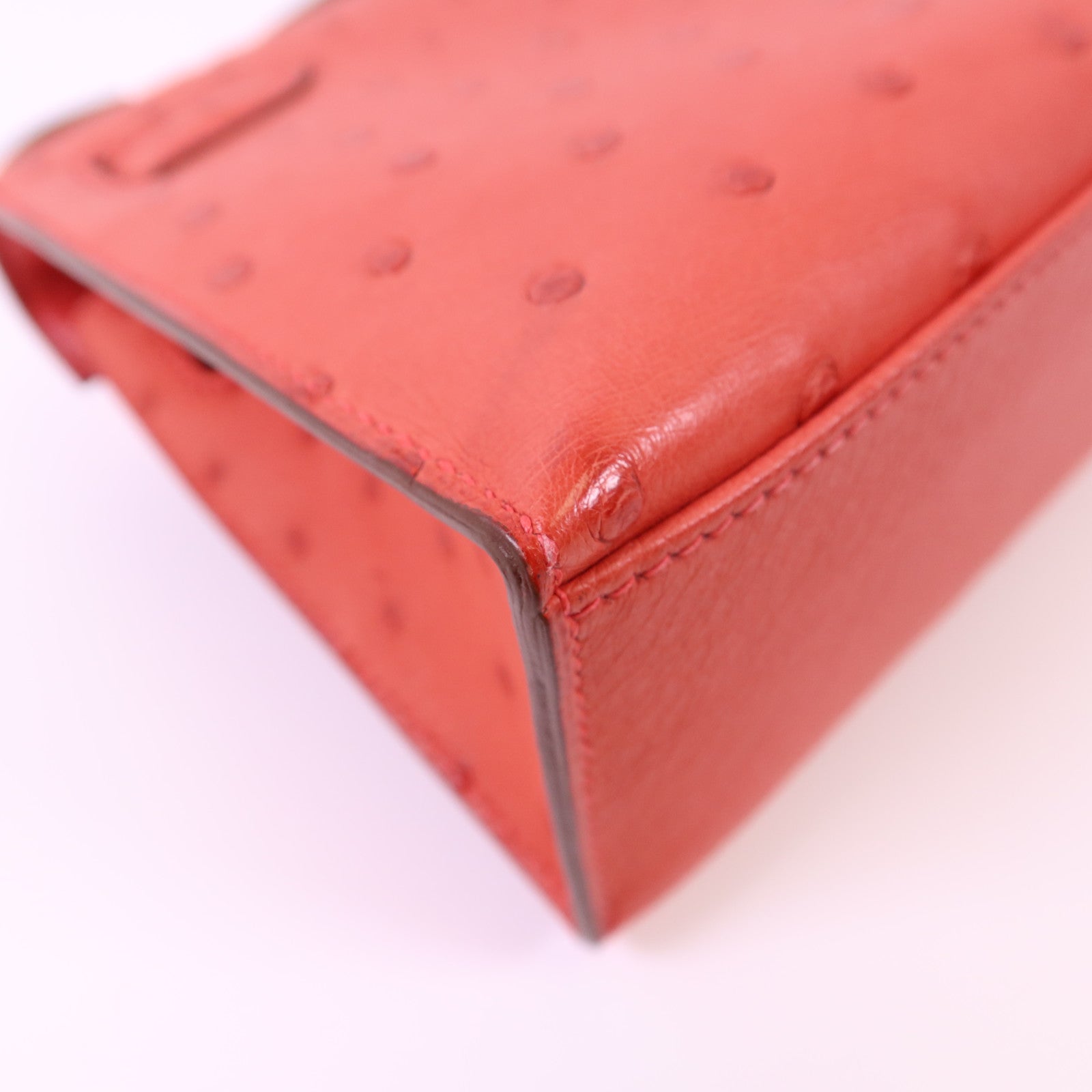 HERMES 鴕鳥皮革Kelly Pochette銀扣手挽袋
