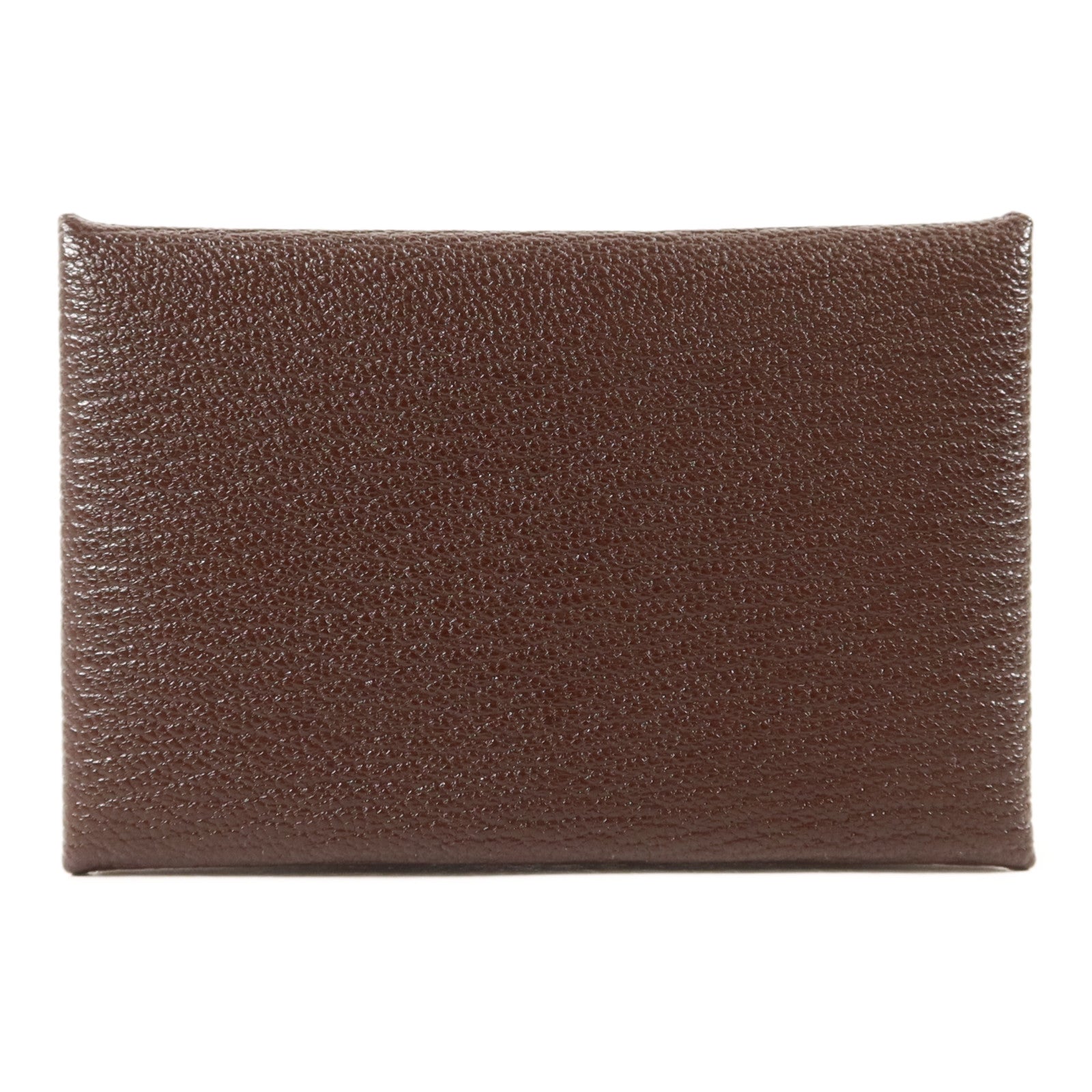 HERMES Chevre皮革Calvi Card Case銀扣卡片套Terre
