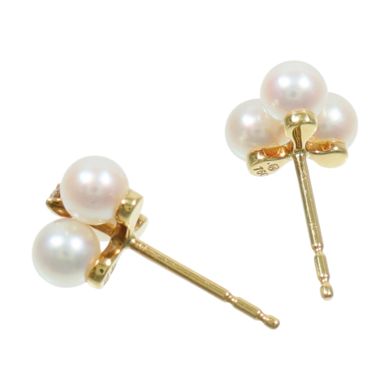 MIKIMOTO 18K黃金Pearl Diamond Earrings珍珠/鑽石耳環