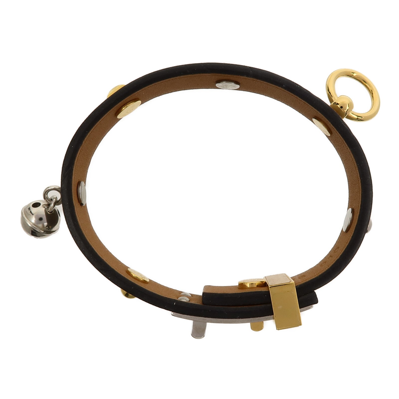HERMES 金屬/Swift皮革Mini Dog Mix Bracelet手鐲Grey