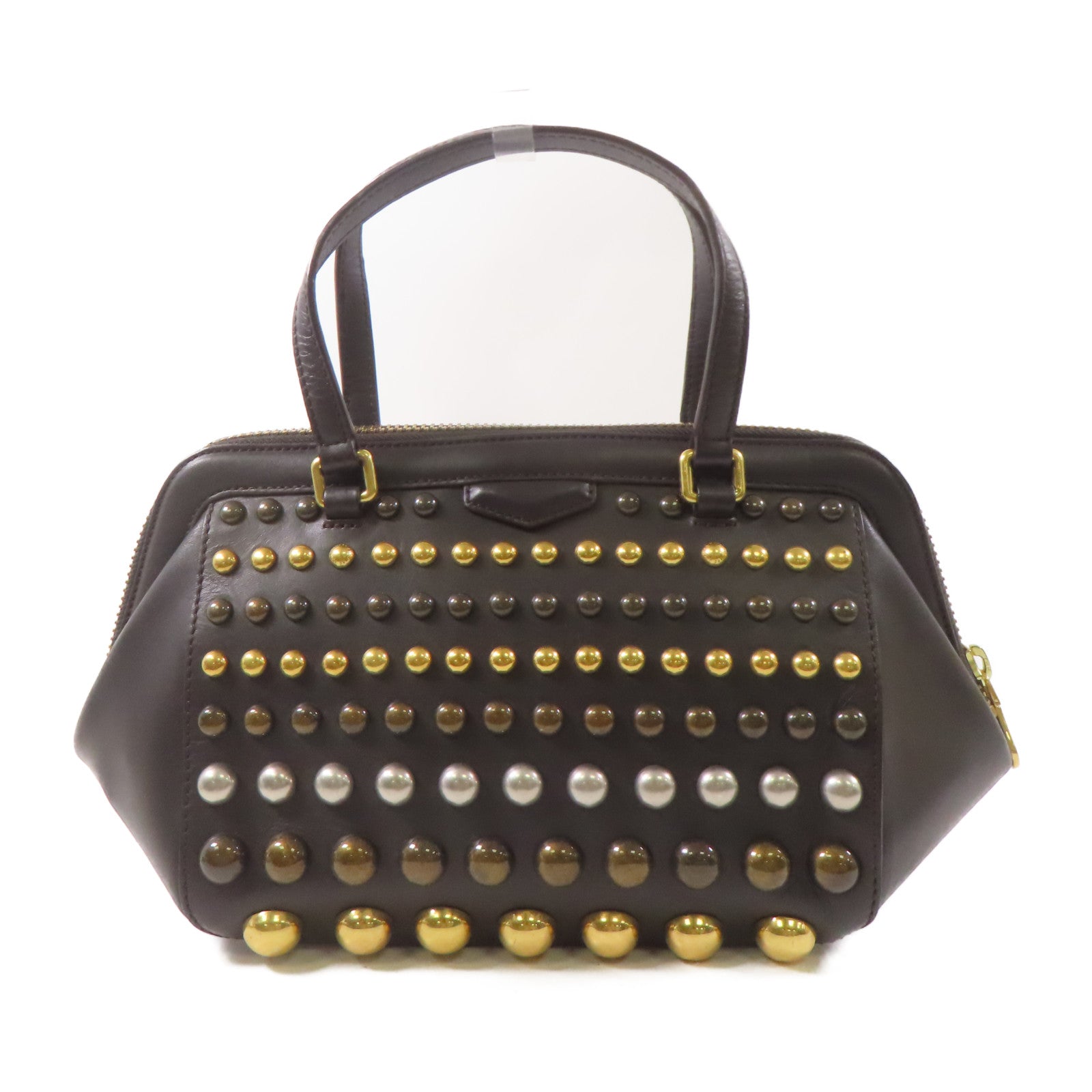 MARC BY MARC JACOBS 牛皮皮革2 Way Shoulder Bag金扣手挽肩背兩用袋啡色