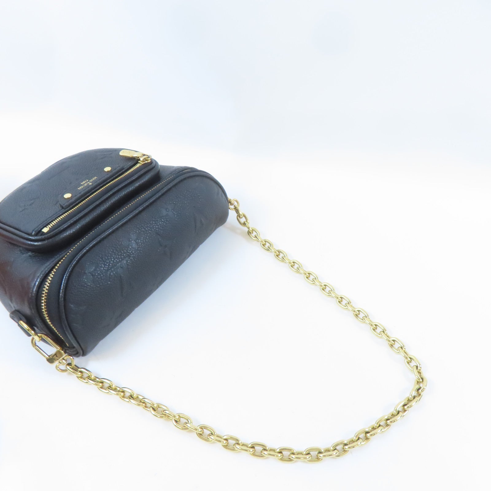 LOUIS VUITTON Monogram Empreinte Mini Bumbag金扣手挽肩背兩用袋黑色