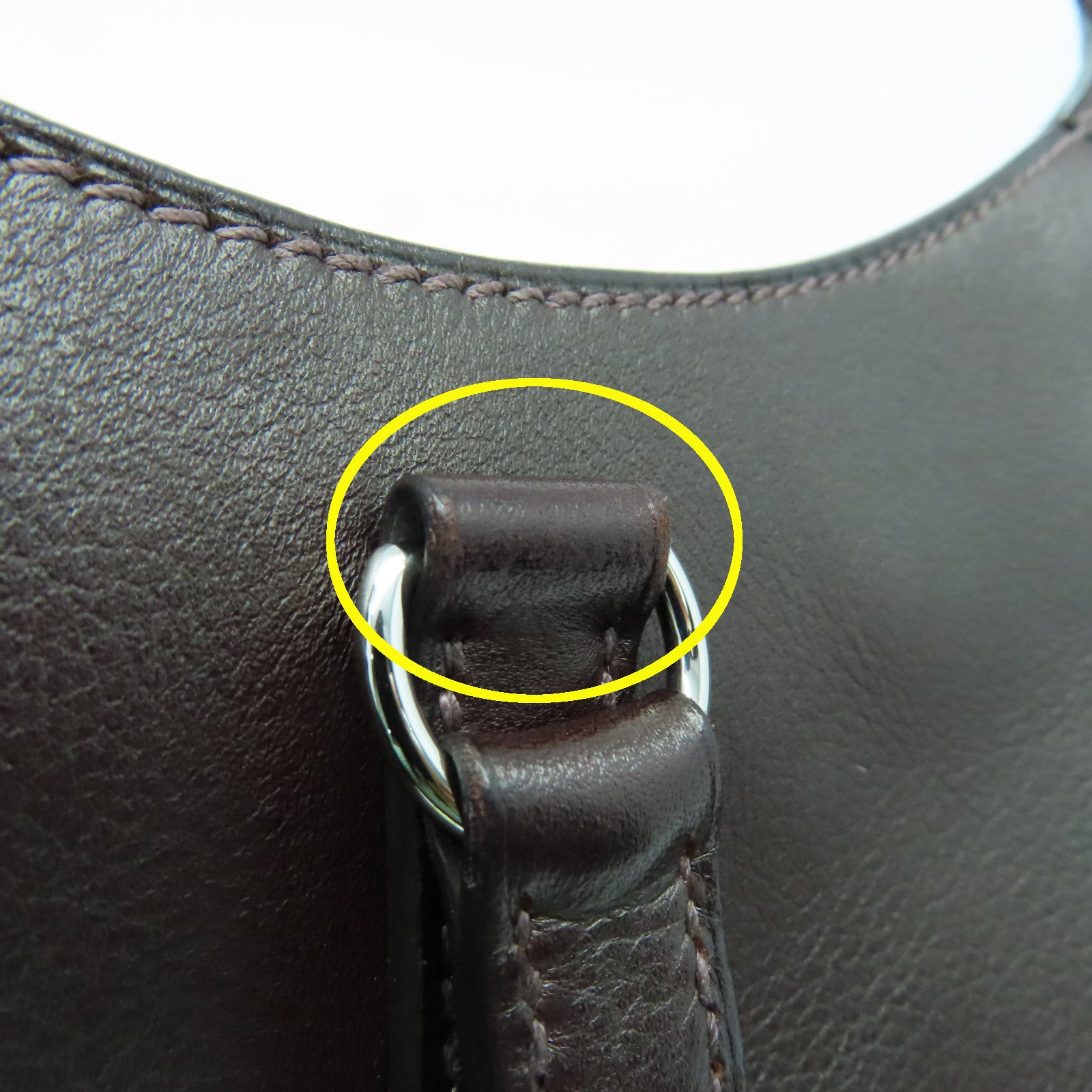 HERMES Evergrain皮革Trim Duo 24银扣手挽袋啡色