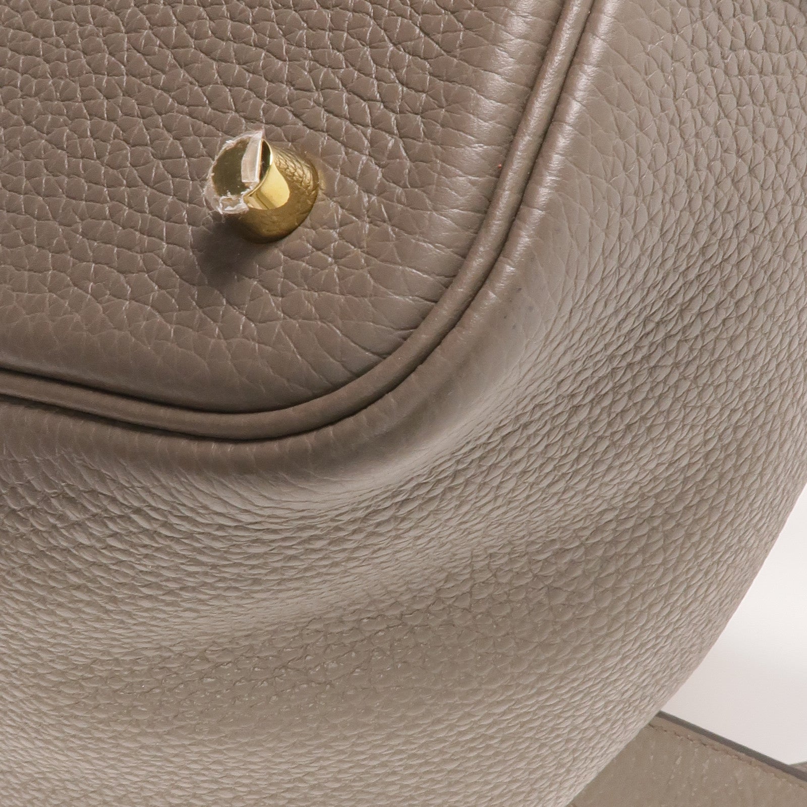 HERMES Clemence皮革Picotin MM金扣手挽袋Gris Etain