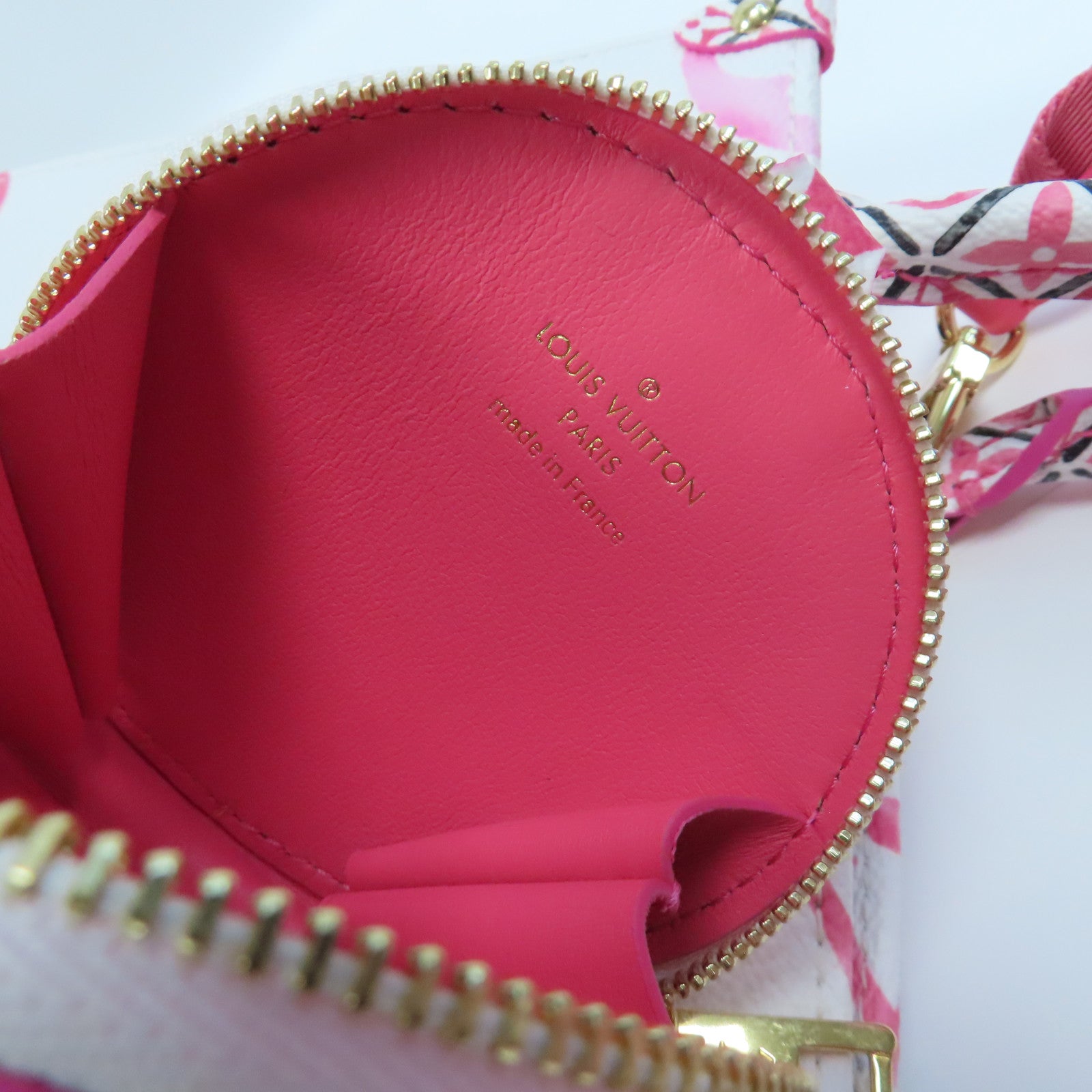 LOUIS VUITTON Monogram Giant On The GO金扣手挽肩背兩用袋白色/粉紅色