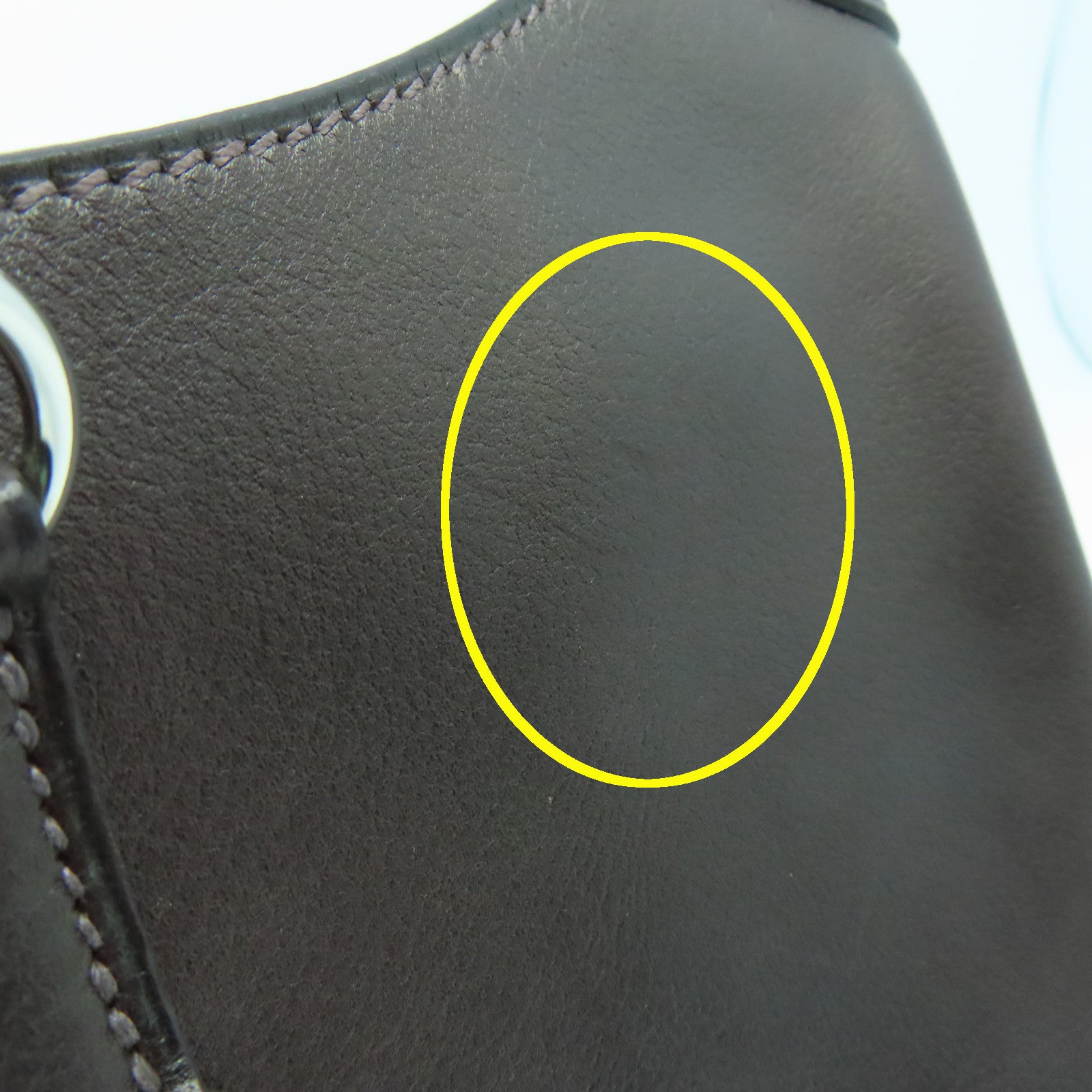 HERMES Evergrain皮革Trim Duo 24银扣手挽袋啡色