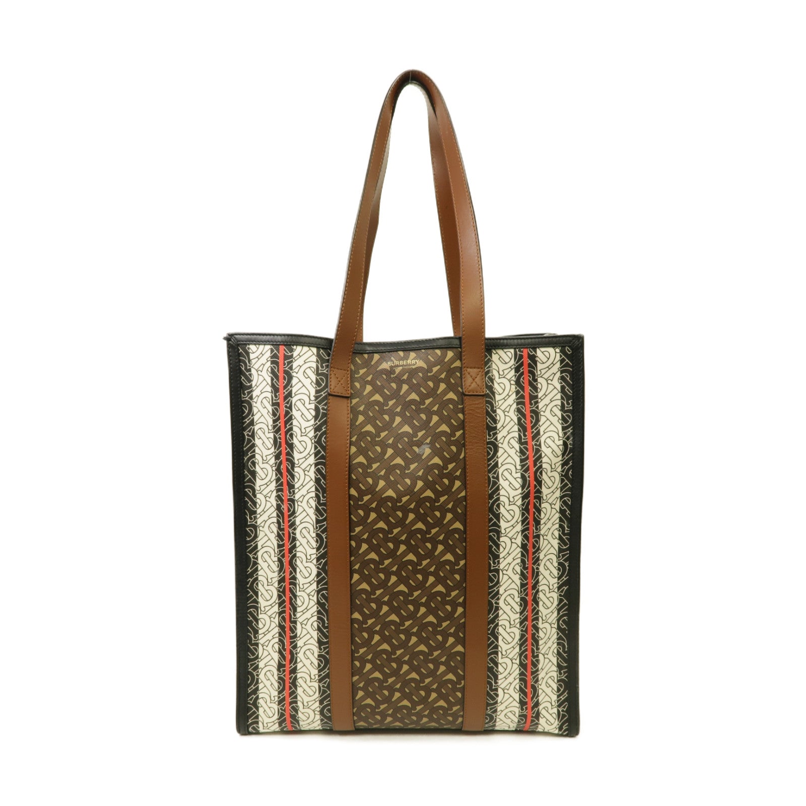 BURBERRY 塗層帆布Tote Bag金扣手挽袋棕色/白色/黑色