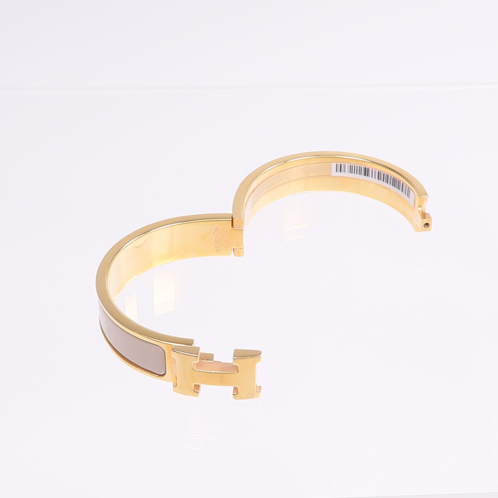 HERMES 金屬/琺瑯Clic H手鐲Marron Glace