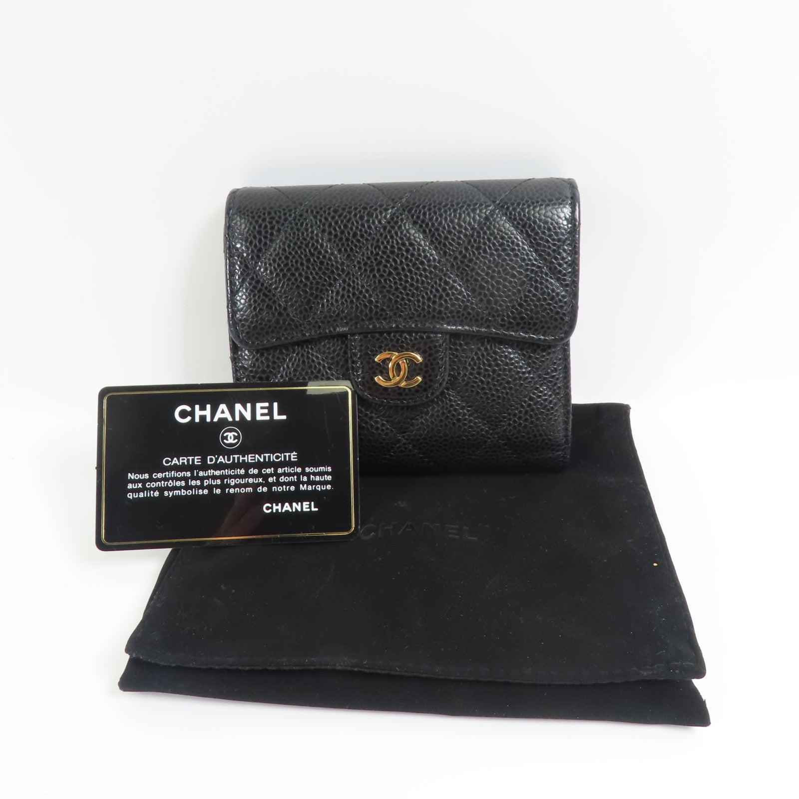 CHANEL 牛皮皮革Wallet金扣錢包