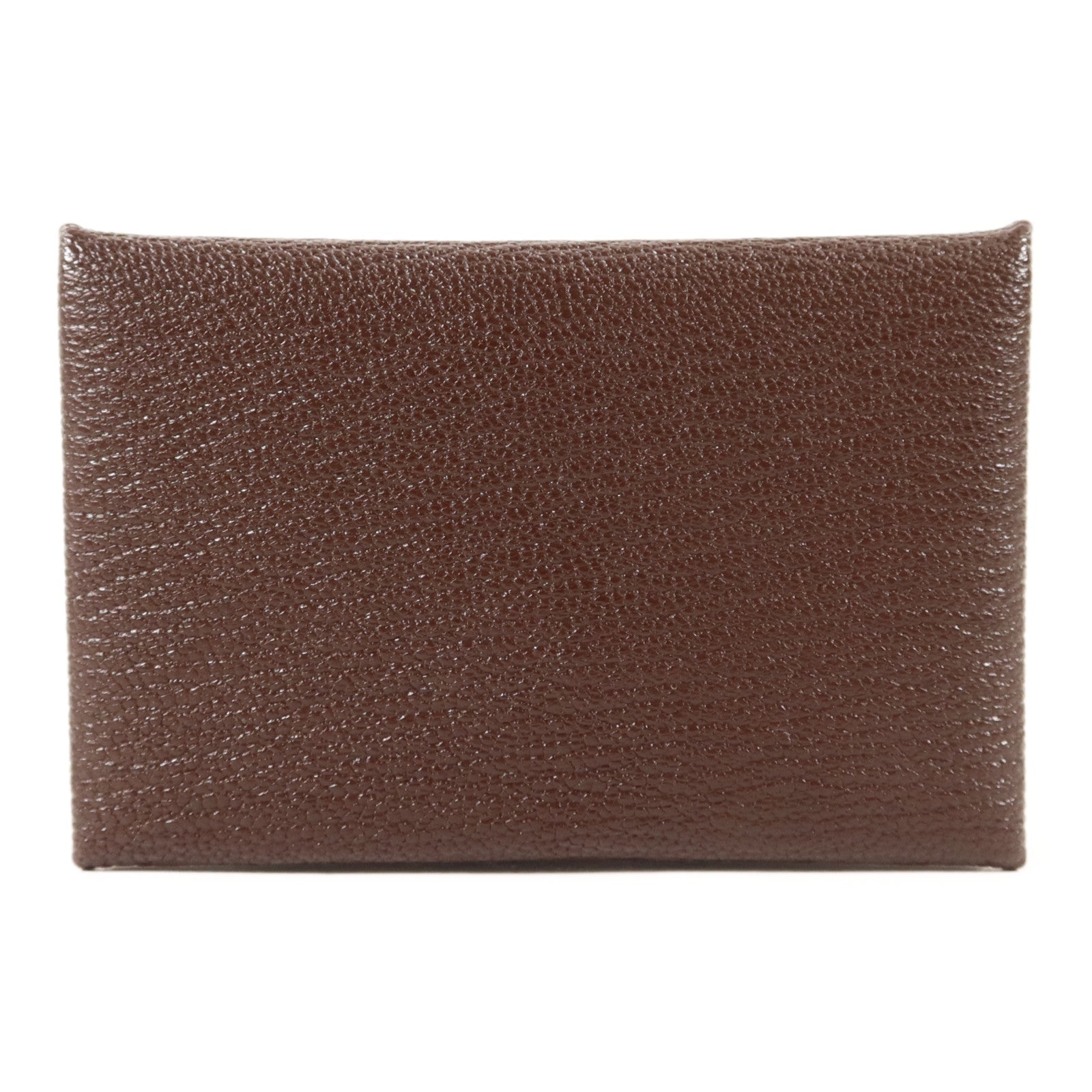 HERMES Chevre皮革Calvi Card Case銀扣卡片套Terre
