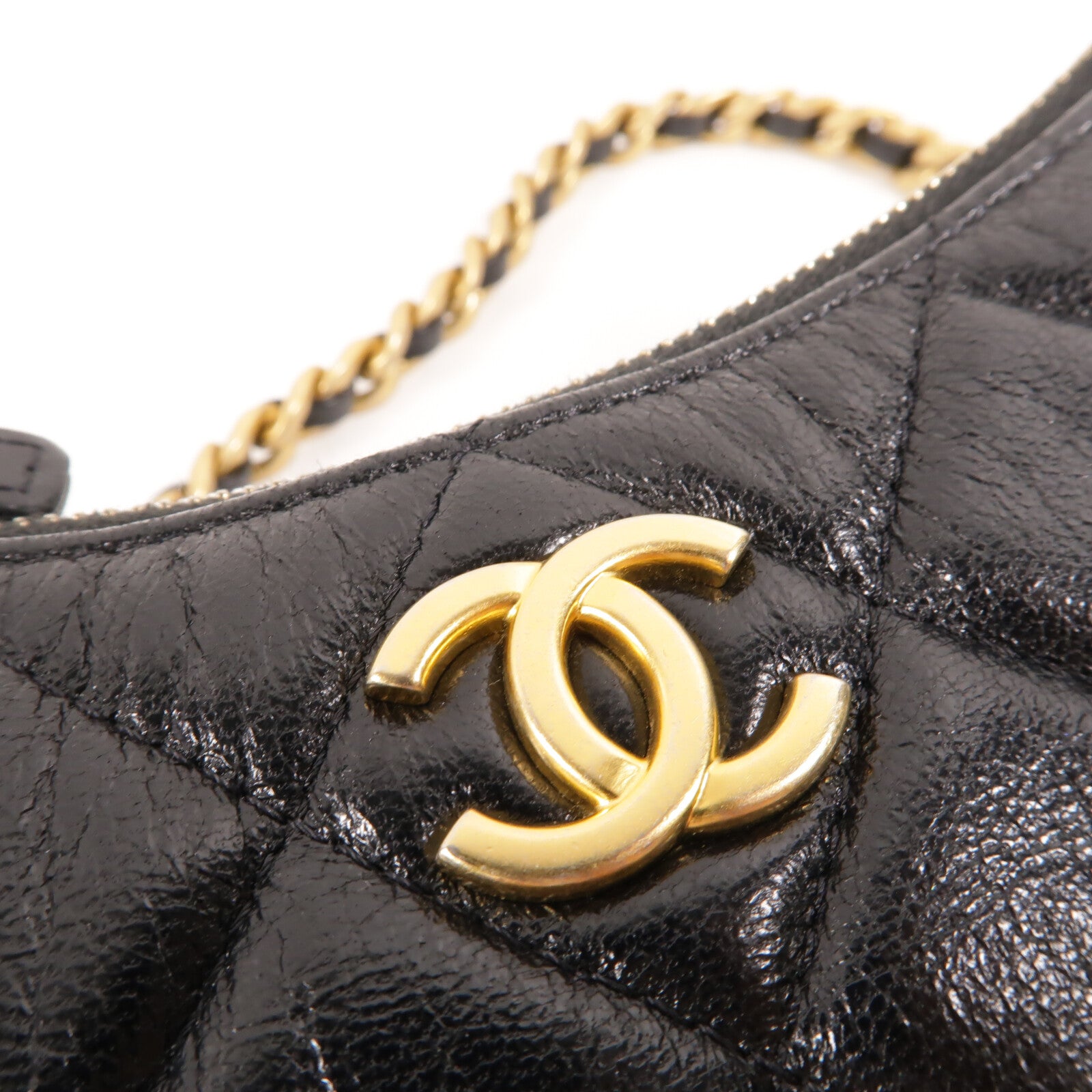 CHANEL 牛皮皮革Hobo Bag鏈帶手挽袋