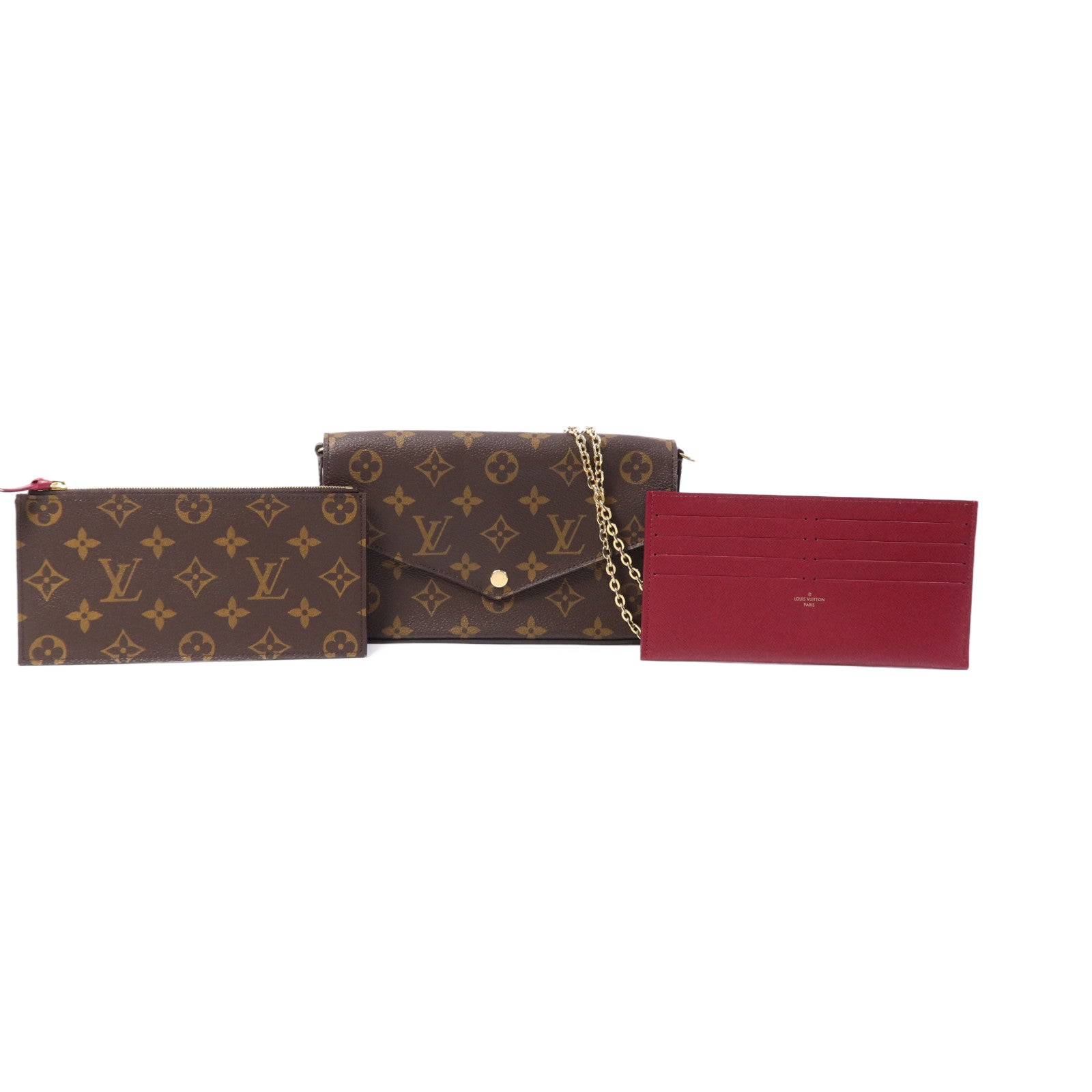 LOUIS VUITTON Monogram Pochette Felicie金扣鏈帶肩背袋