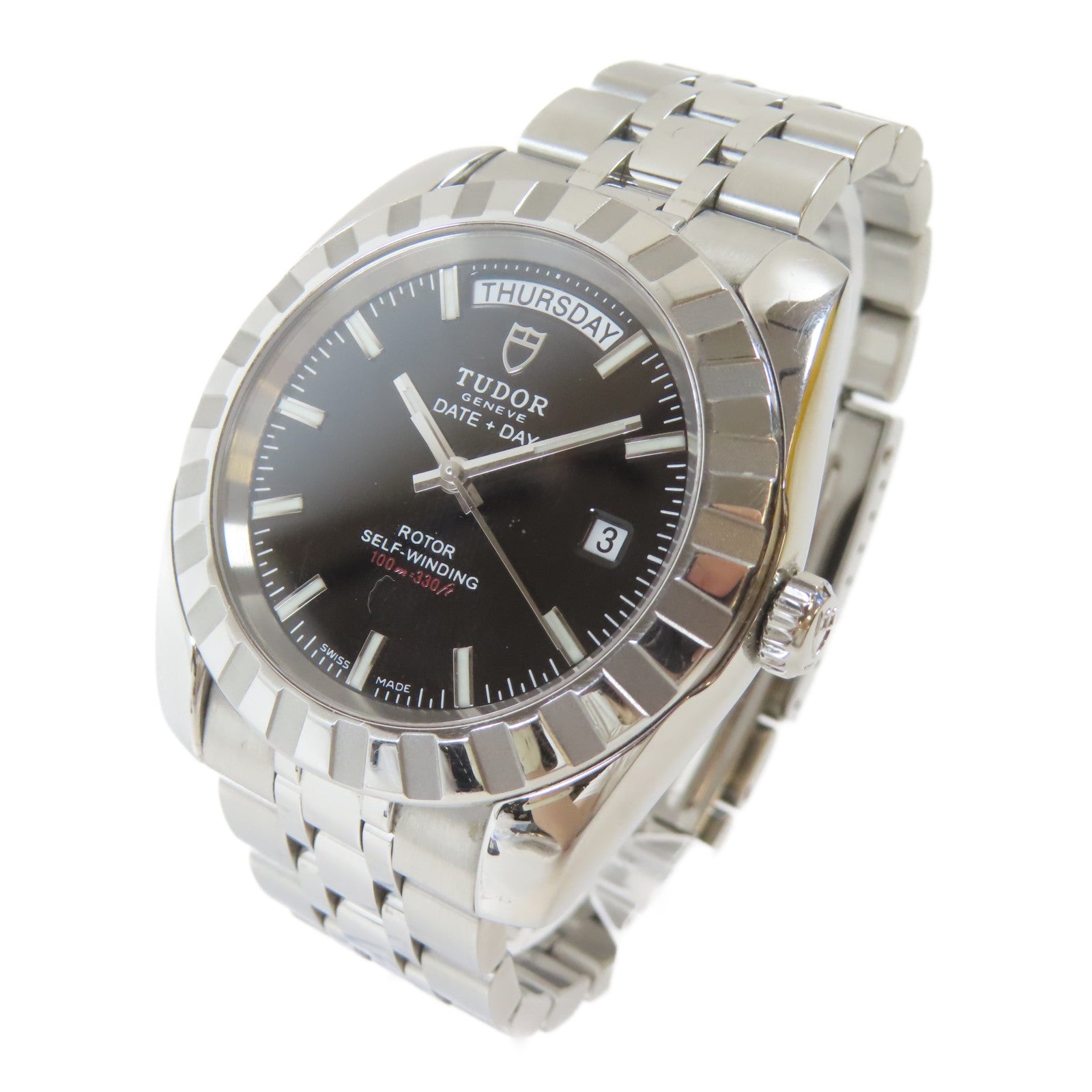TUDOR Dateday不鏽鋼手錶自動機芯黑色#17.5cm