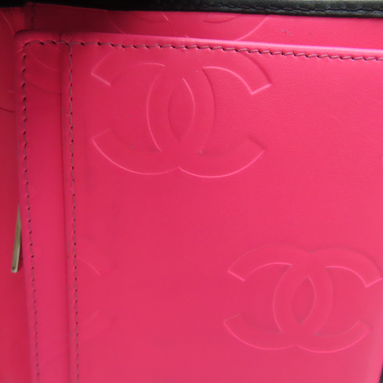 CHANEL 菱格牛皮皮革Long Wallet銀扣長錢包黑色粉紅色